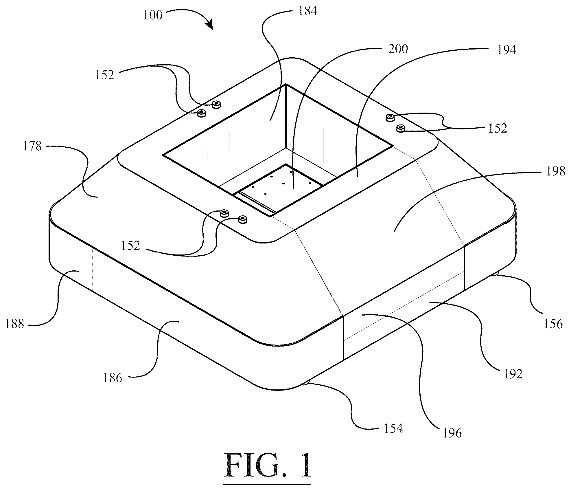 Patent US12403592 Figure 1 – Motion base for displacing an object above a support surface