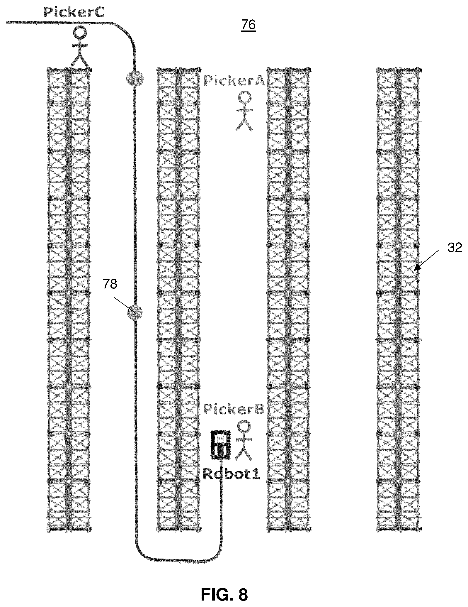 Patent US12403601 Figure 8 – System and method for queueing robot operations in a warehouse environment based on workflow optimization instructions