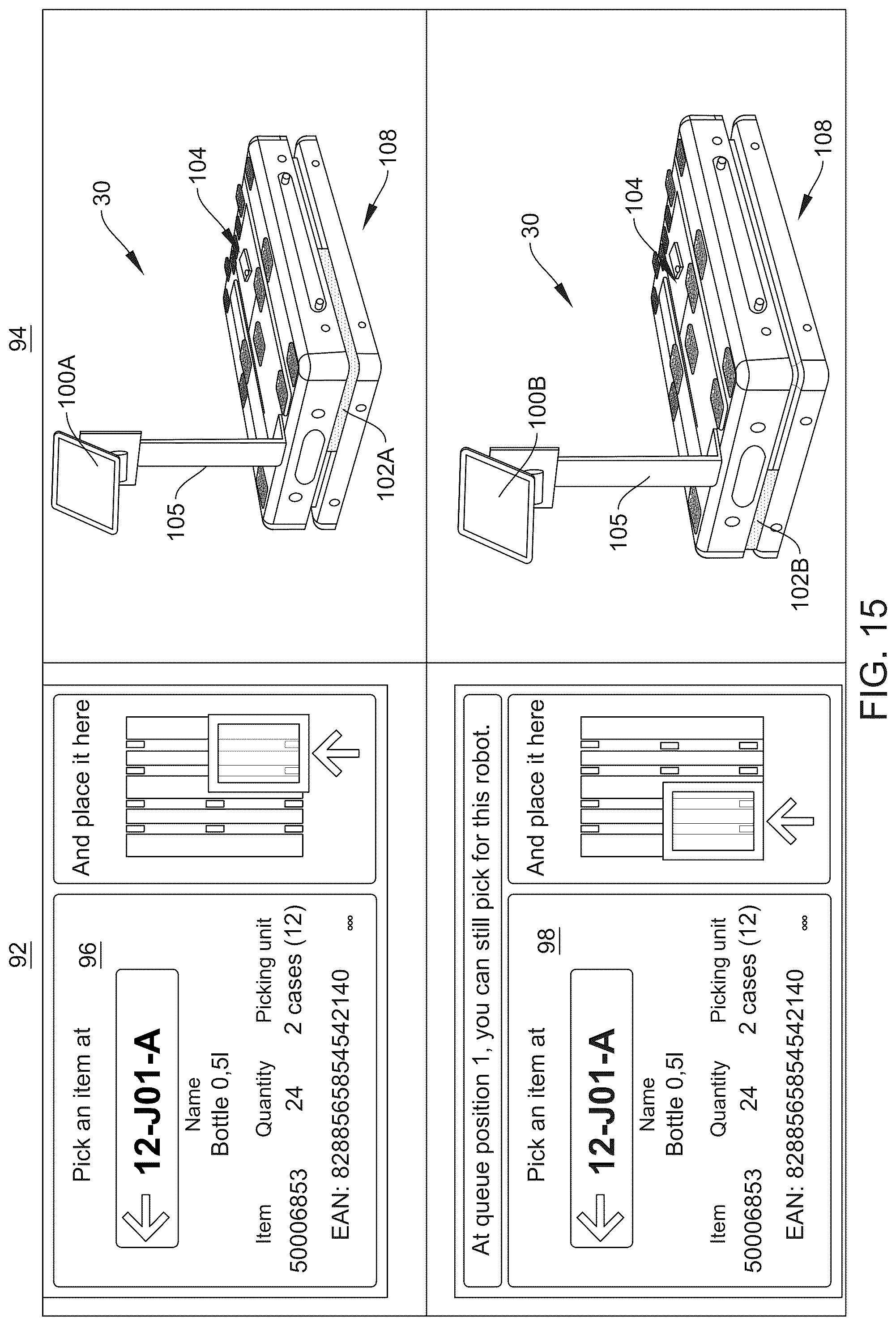 Patent US12403601 Figure 14 – System and method for queueing robot operations in a warehouse environment based on workflow optimization instructions