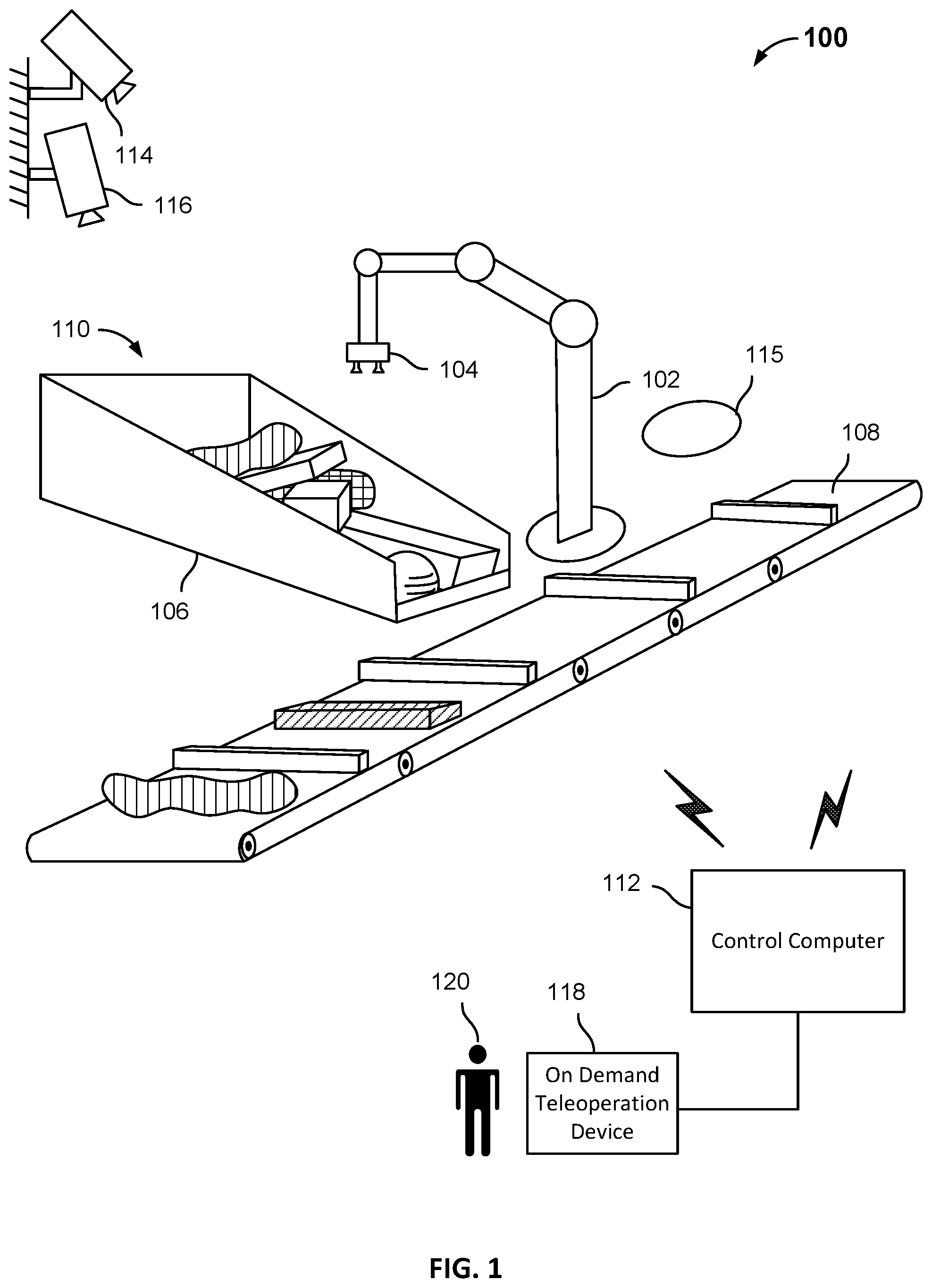 Patent US12403616 Figure 1 – Suction-based end effector with mixed cup sizes