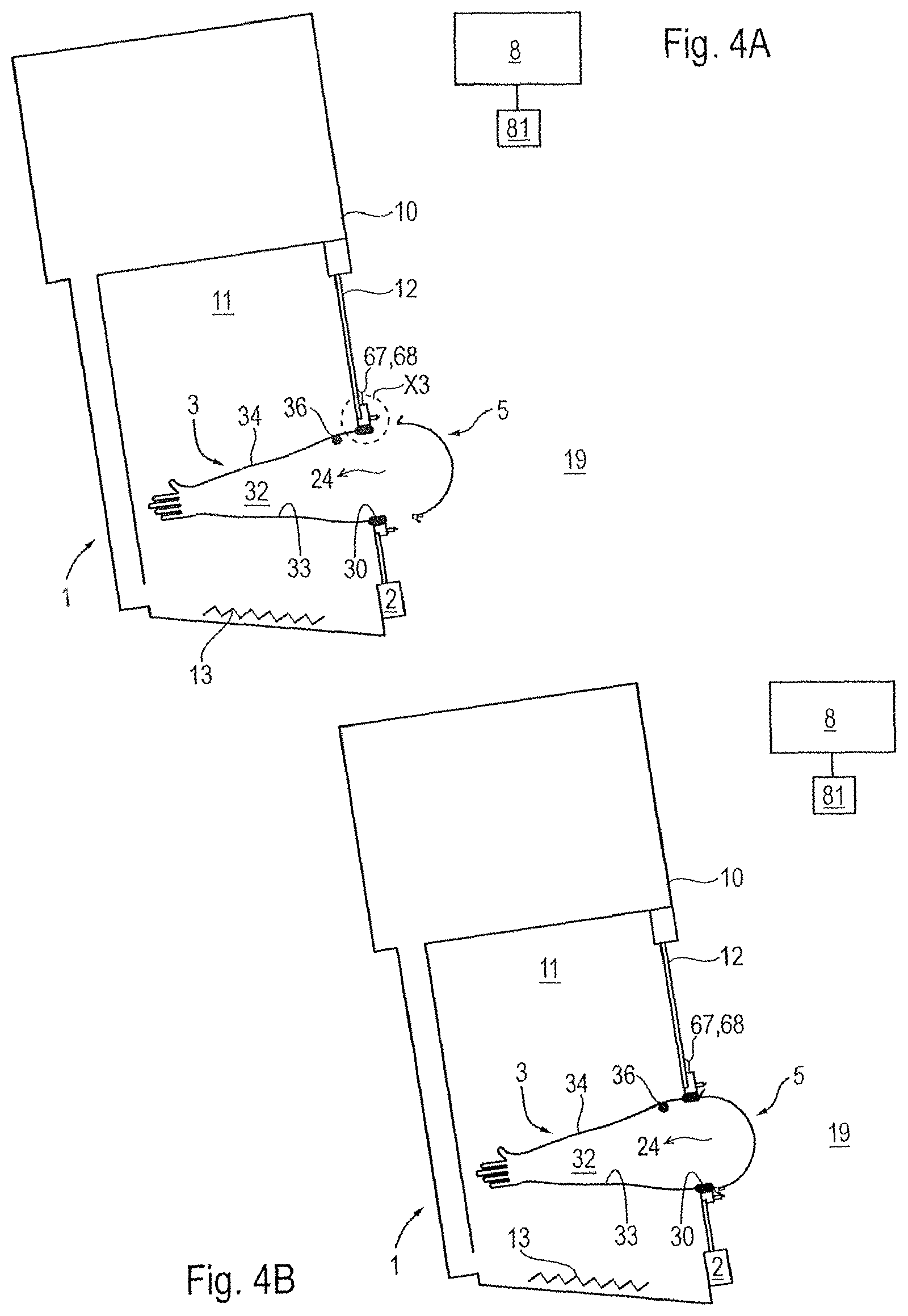 Patent US12403618 Figure 8 – Arrangement for protecting against unauthorized intervention in a containment using a work glove
