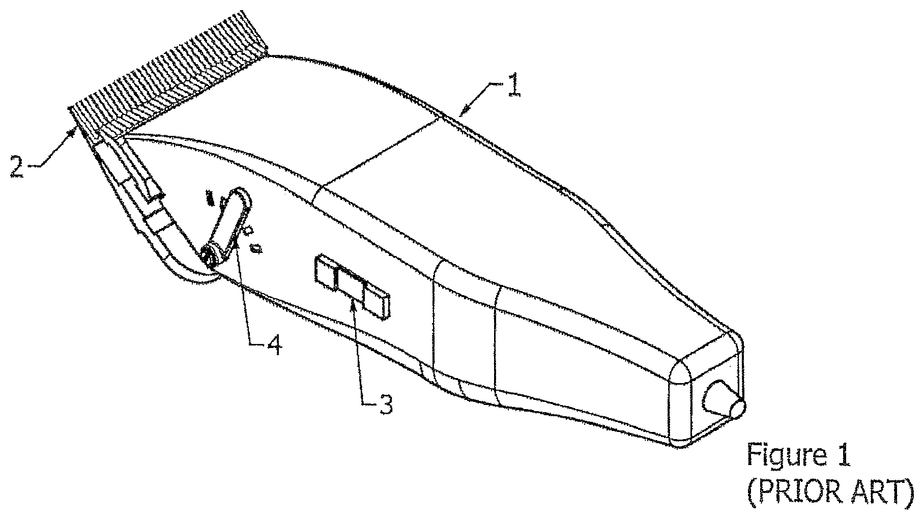 Patent US12403619 Figure 1 – Hair clippers with flexing electrically adjustable blades