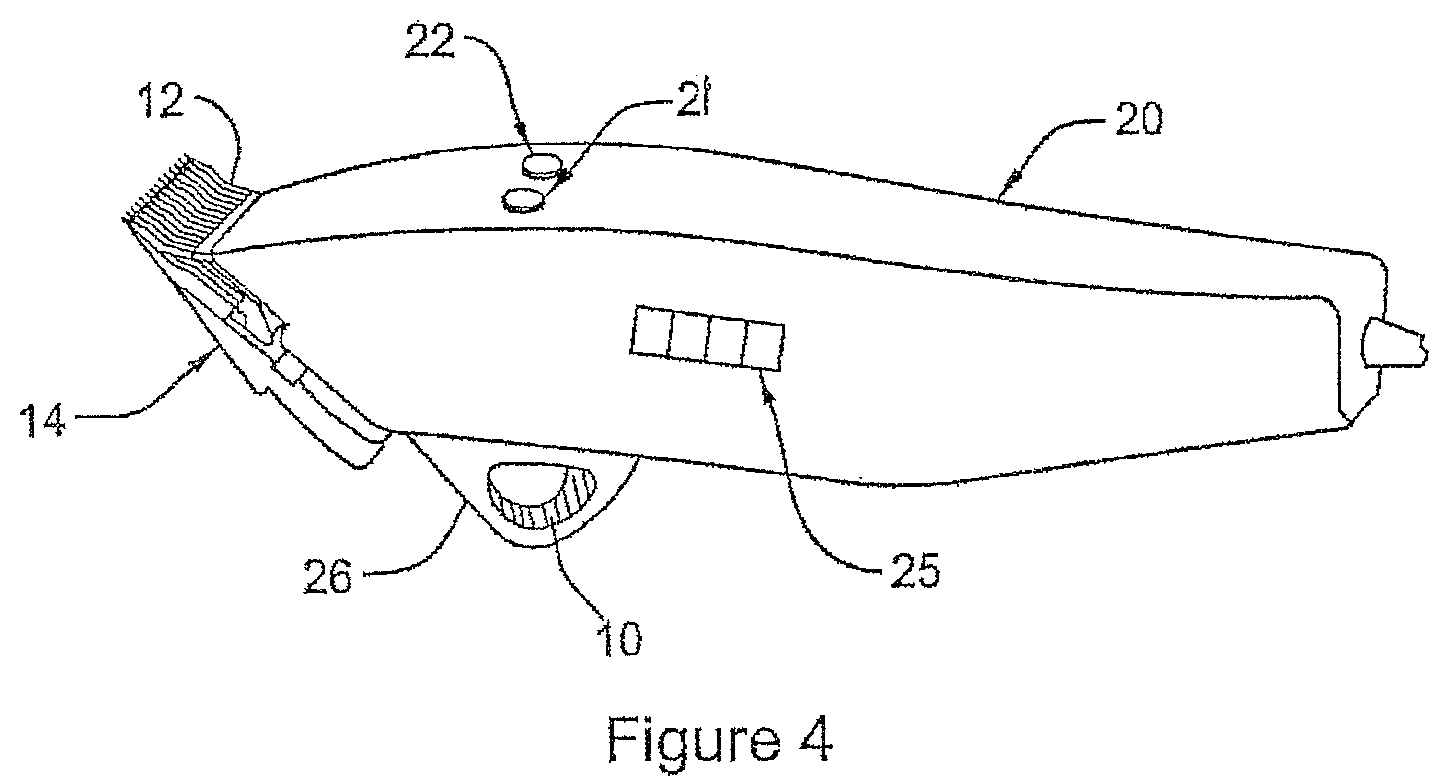 Patent US12403619 Figure 4 – Hair clippers with flexing electrically adjustable blades