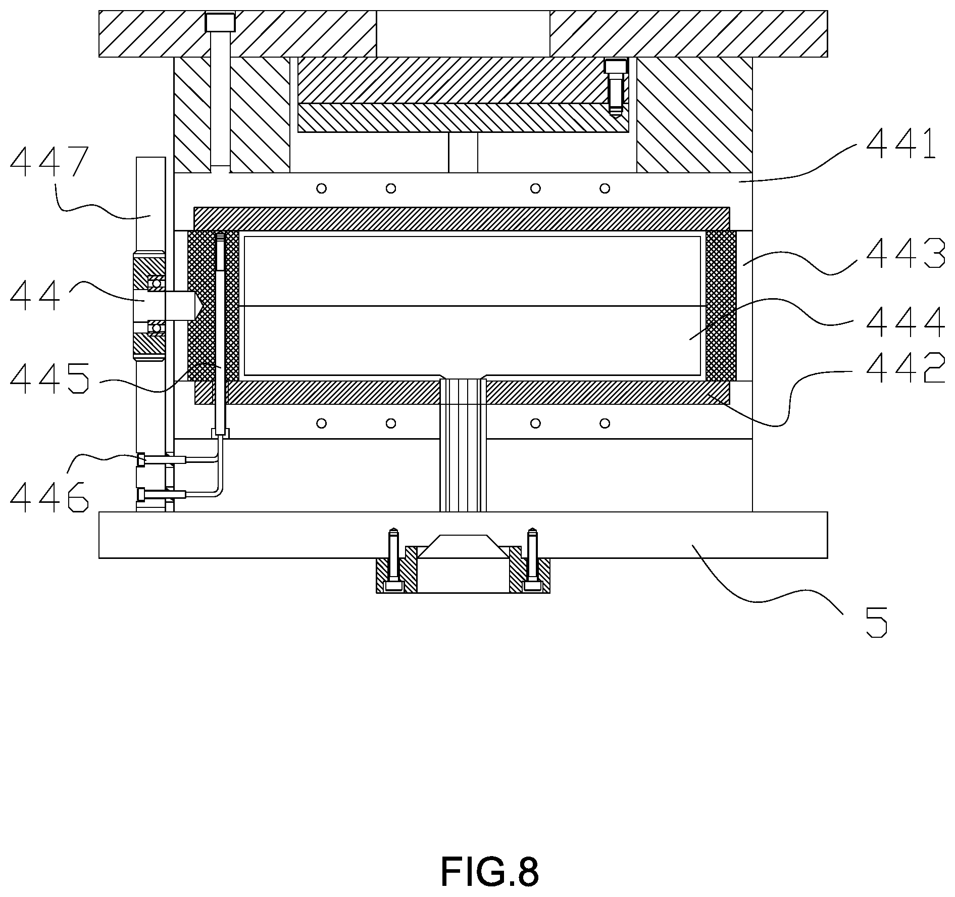 Patent US12403636 Figure 8 – Supercritical in-mold foam forming device with pretreatment function and foaming method thereof