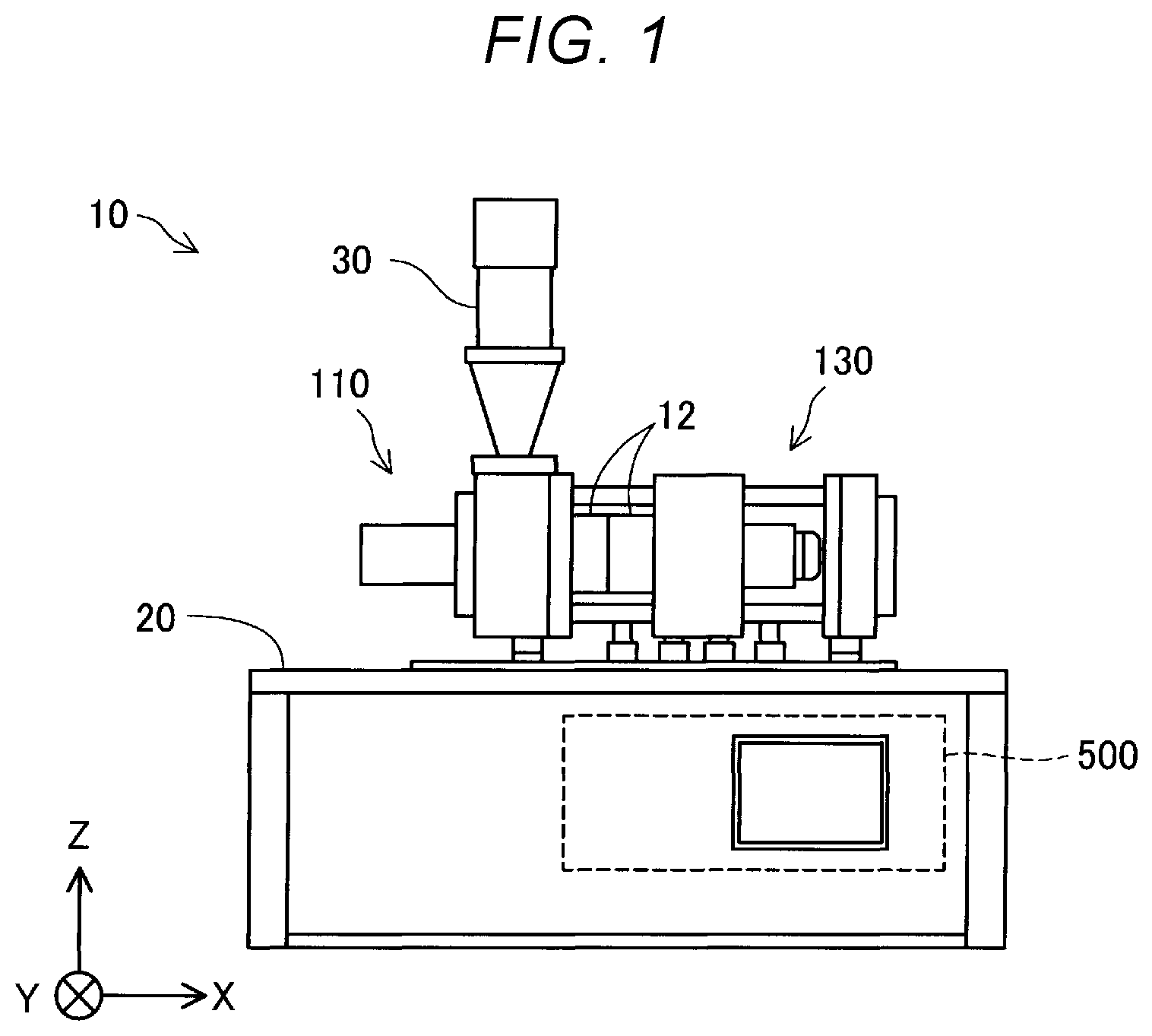 Patent US12403640 Figure 1 – Plasticizing device, injection molding device, and three-dimensional shaping device