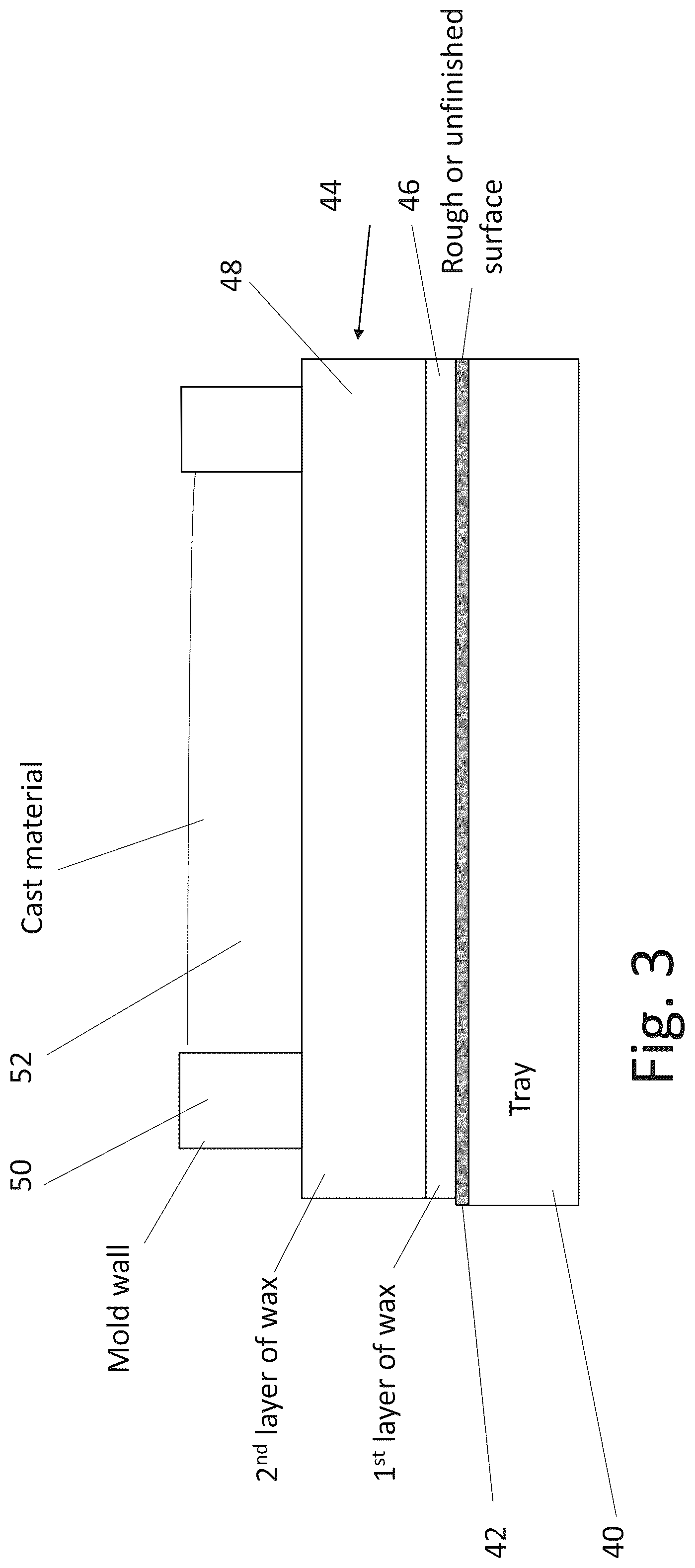 Patent US12403655 Figure 3 – Wax base for an object in additive manufacturing