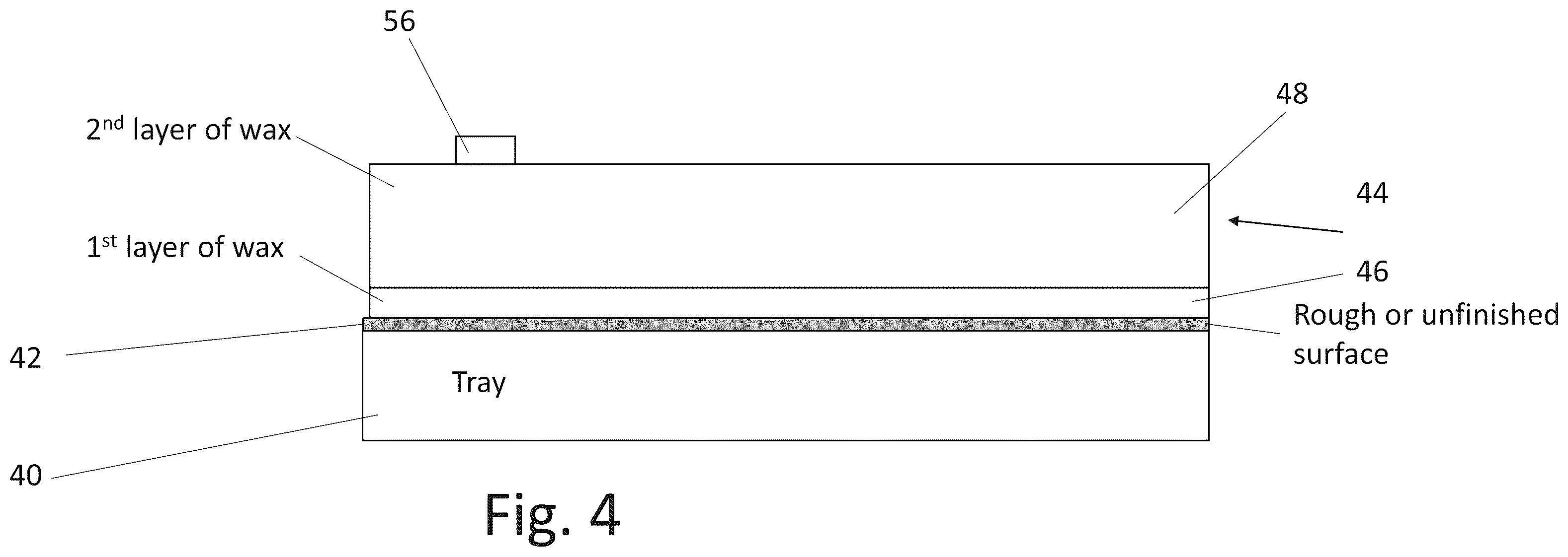 Patent US12403655 Figure 4 – Wax base for an object in additive manufacturing