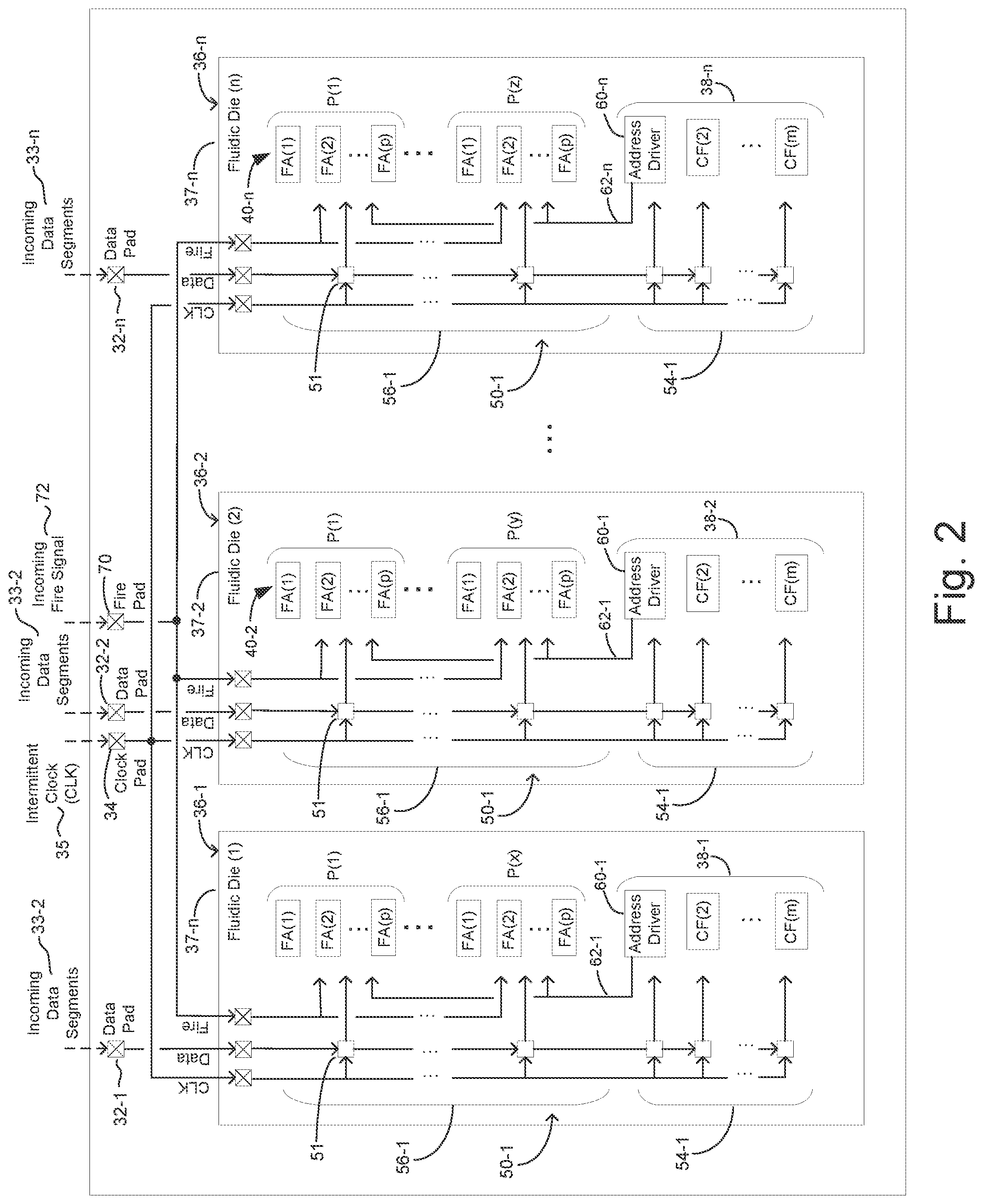 Patent US12403689 Figure 2 – Print component with memory array using intermittent clock signal