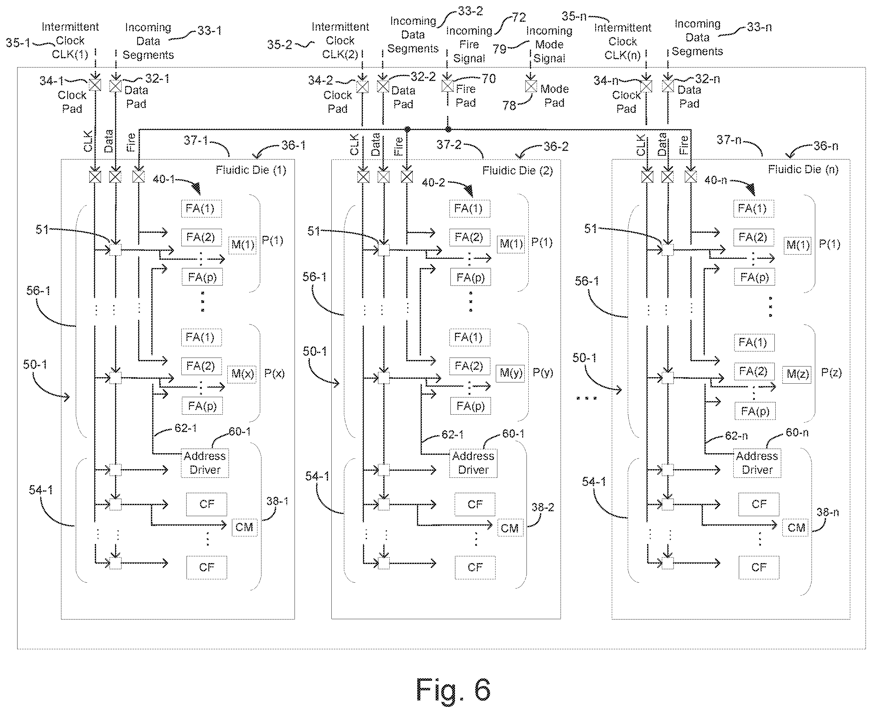 Patent US12403689 Figure 7 – Print component with memory array using intermittent clock signal