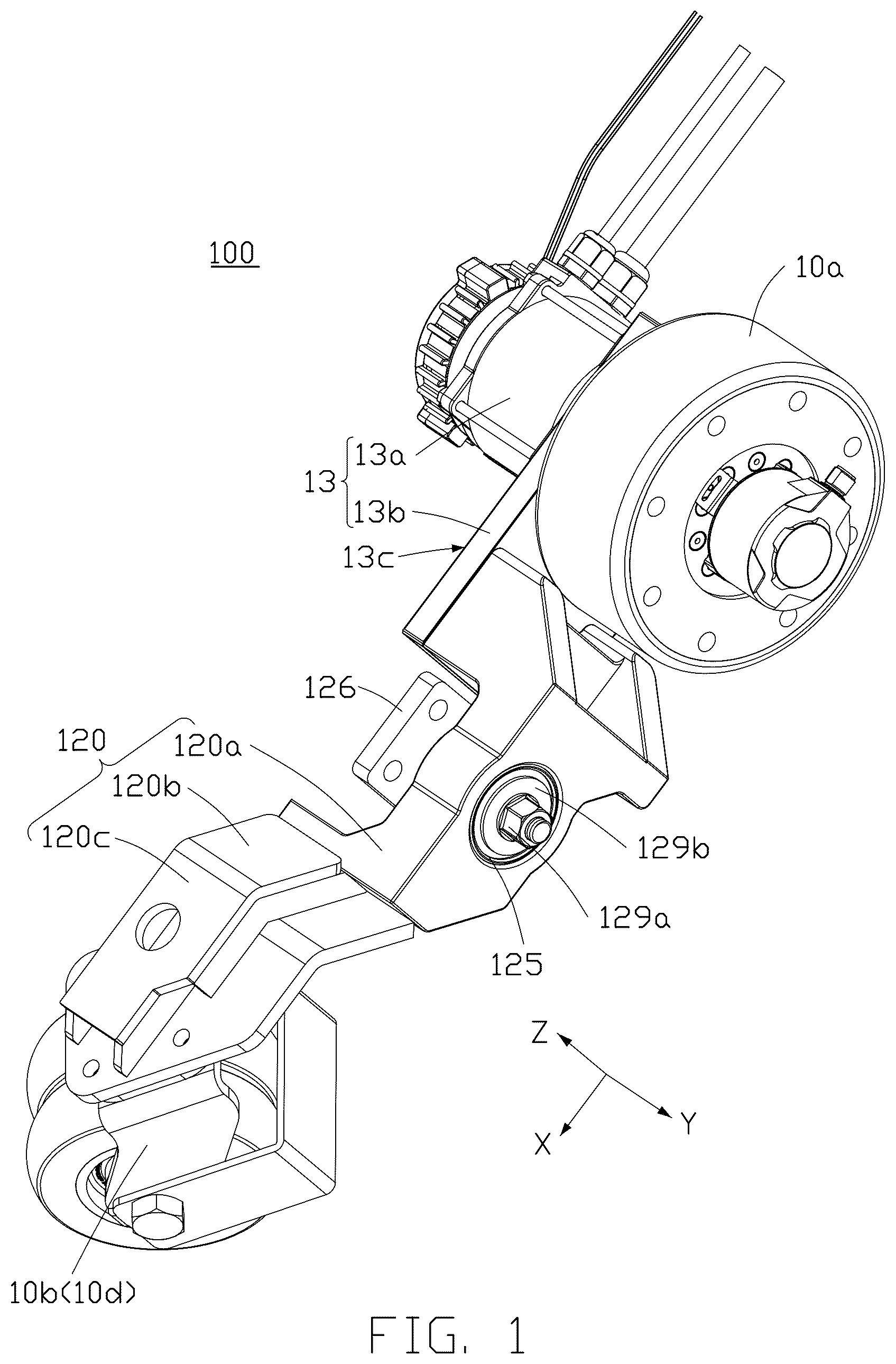 Patent US12403723 Figure 1 – Driving assembly and transfer device