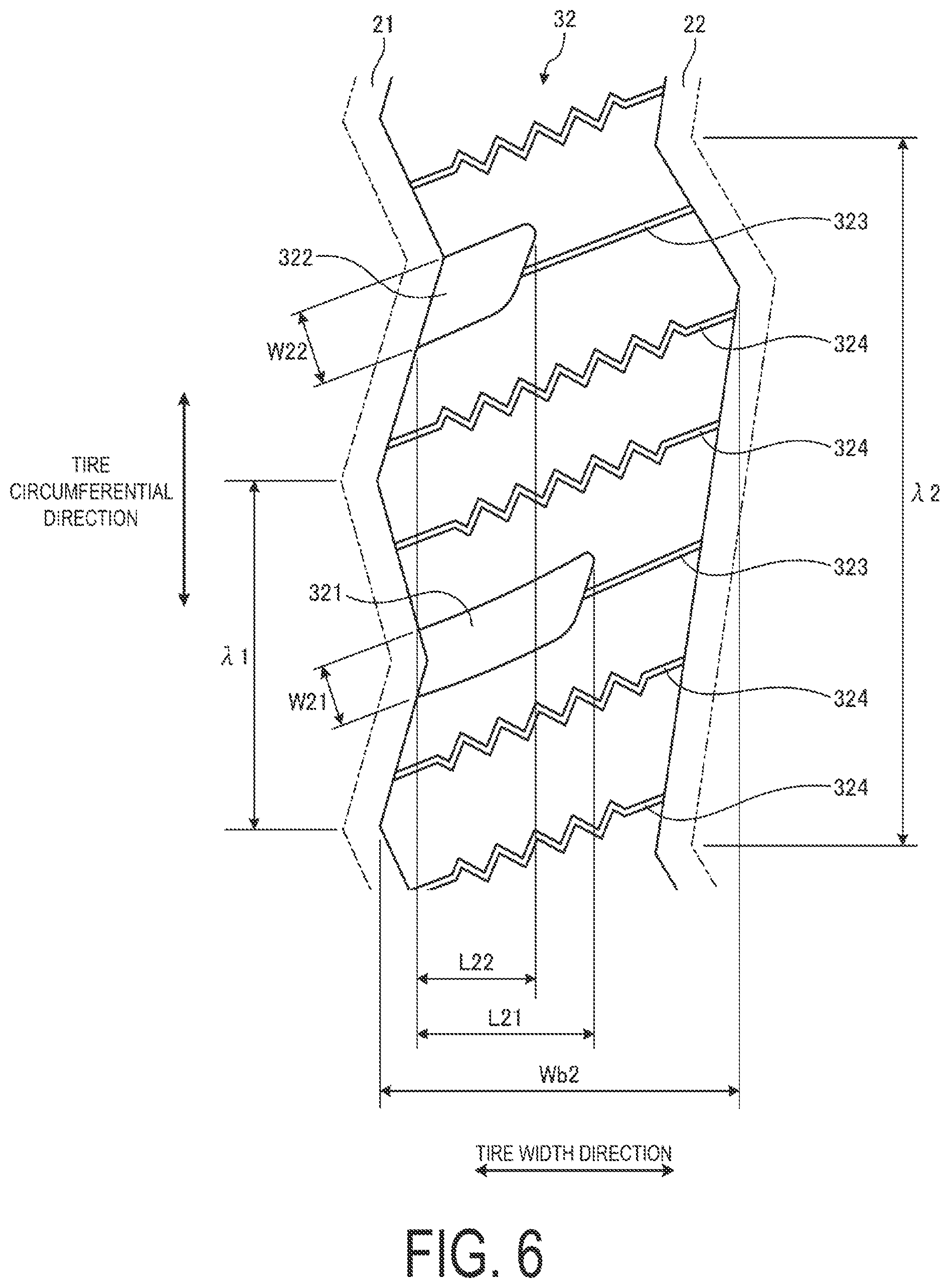 Patent US12403727 Figure 6 – Pneumatic tire