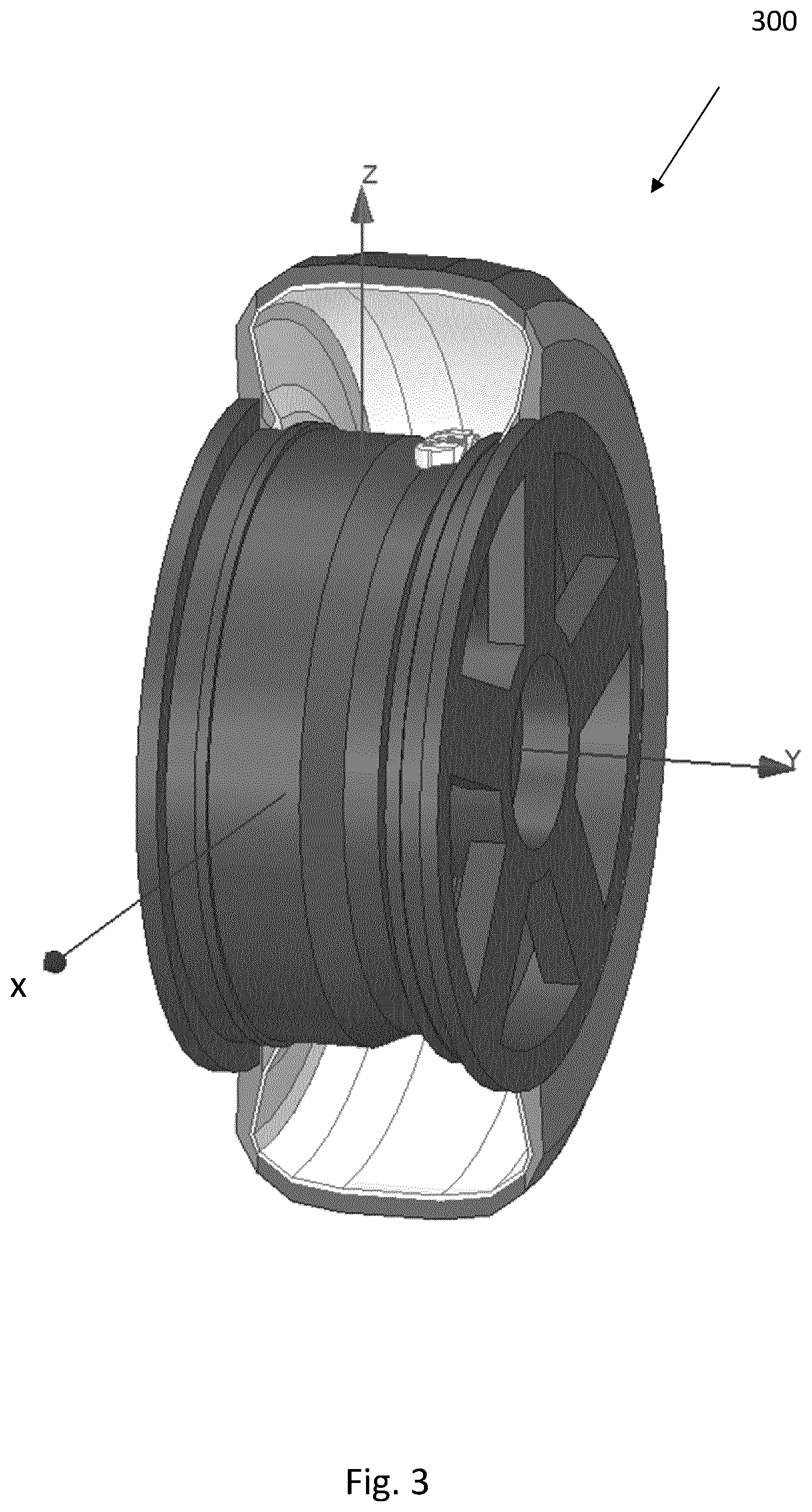 Patent US12403729 Figure 3 – Antenna structure and wheel structure with a TPMS system