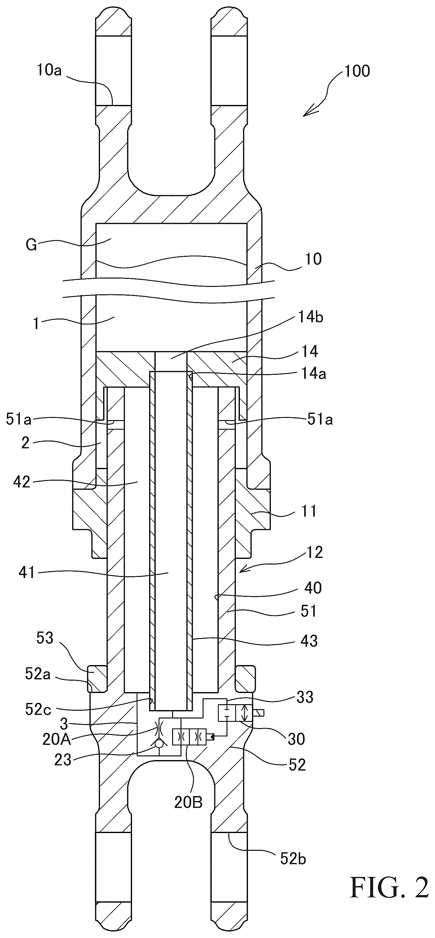 Patent US12403738 Figure 2 – Fluid pressure shock absorber