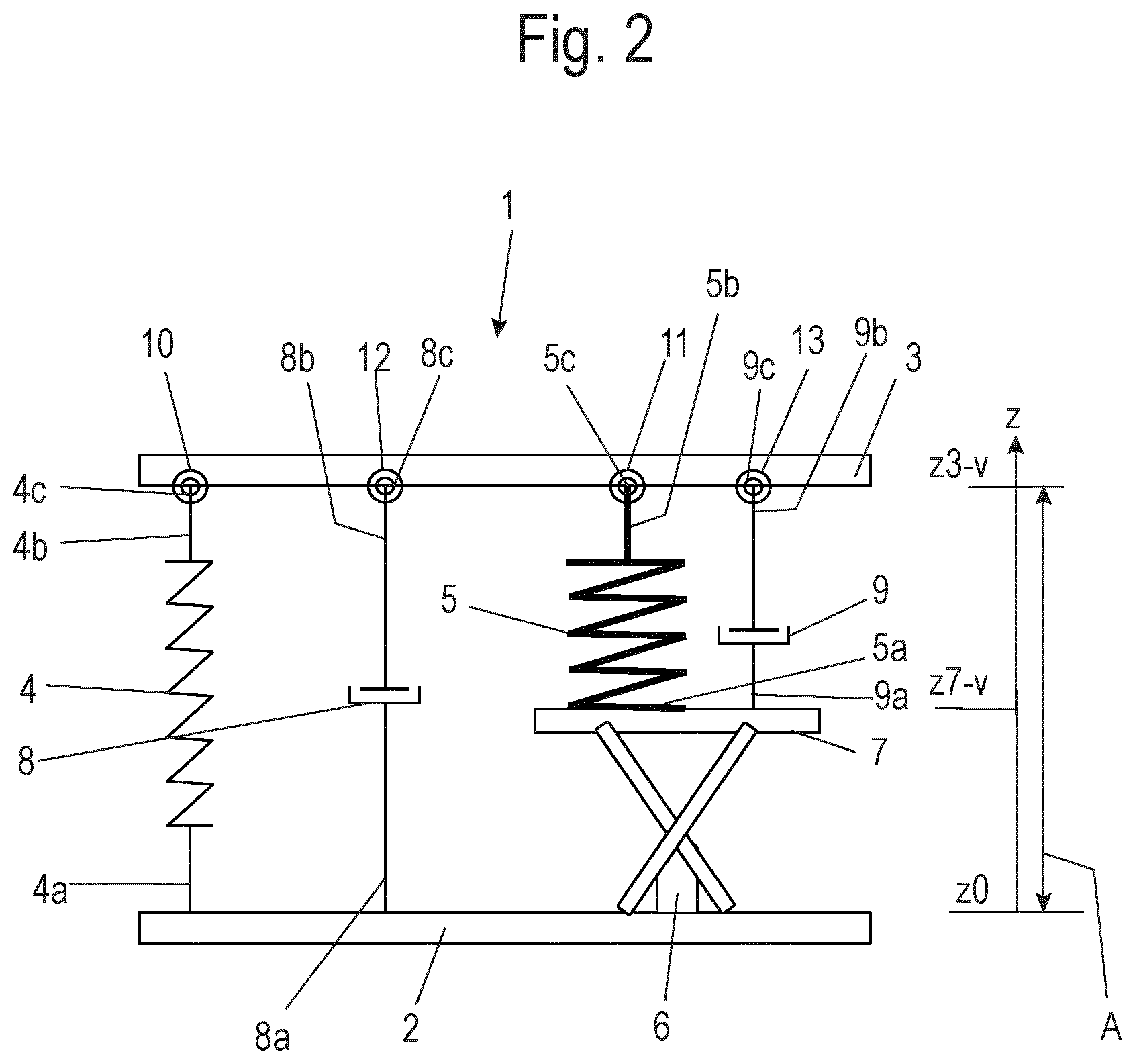 Patent US12403743 Figure 2 – Suspension arrangement and method for controlling suspension arrangements