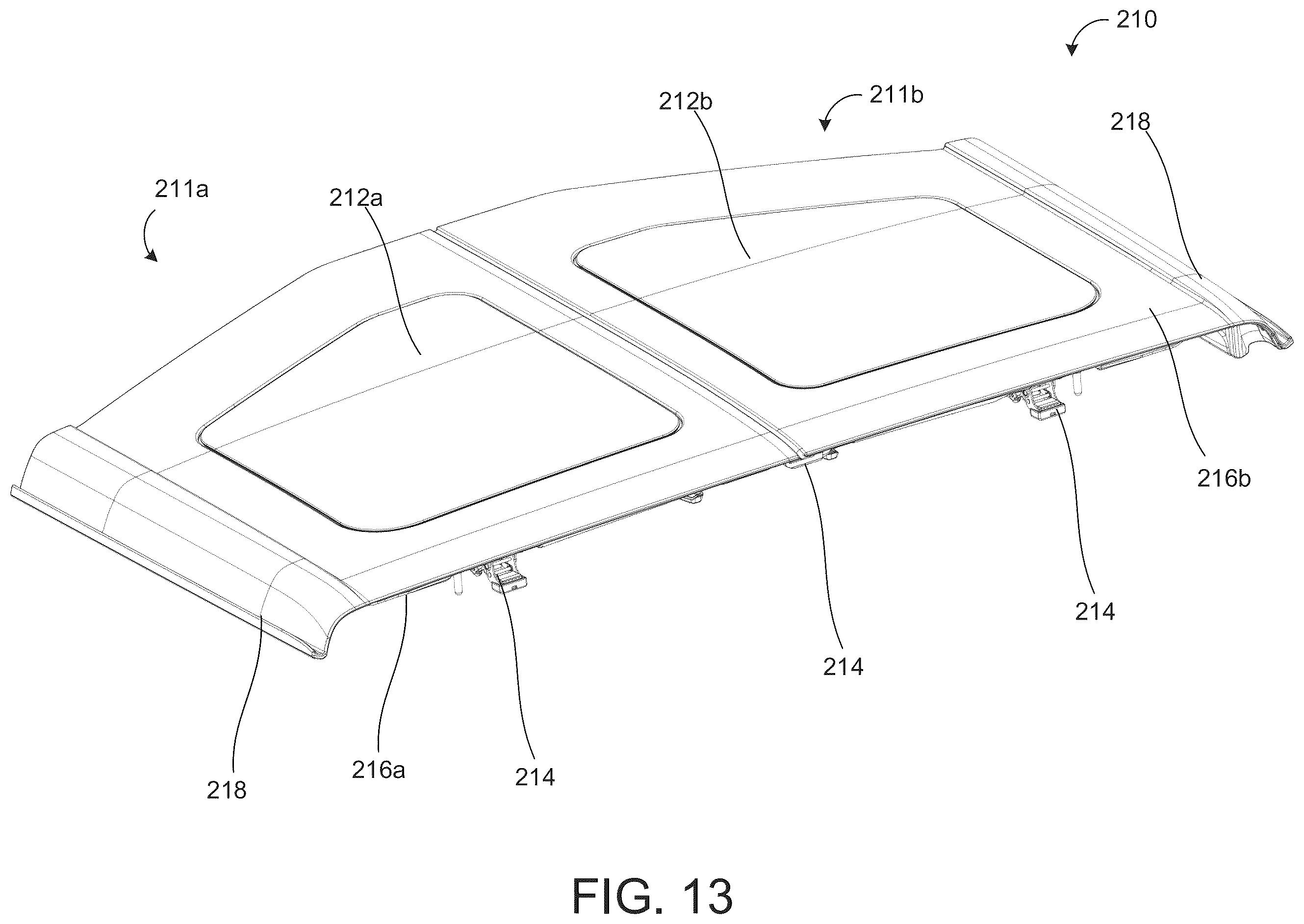 Patent US12403750 Figure 11 – Glass roof panel assembly for vehicle roof
