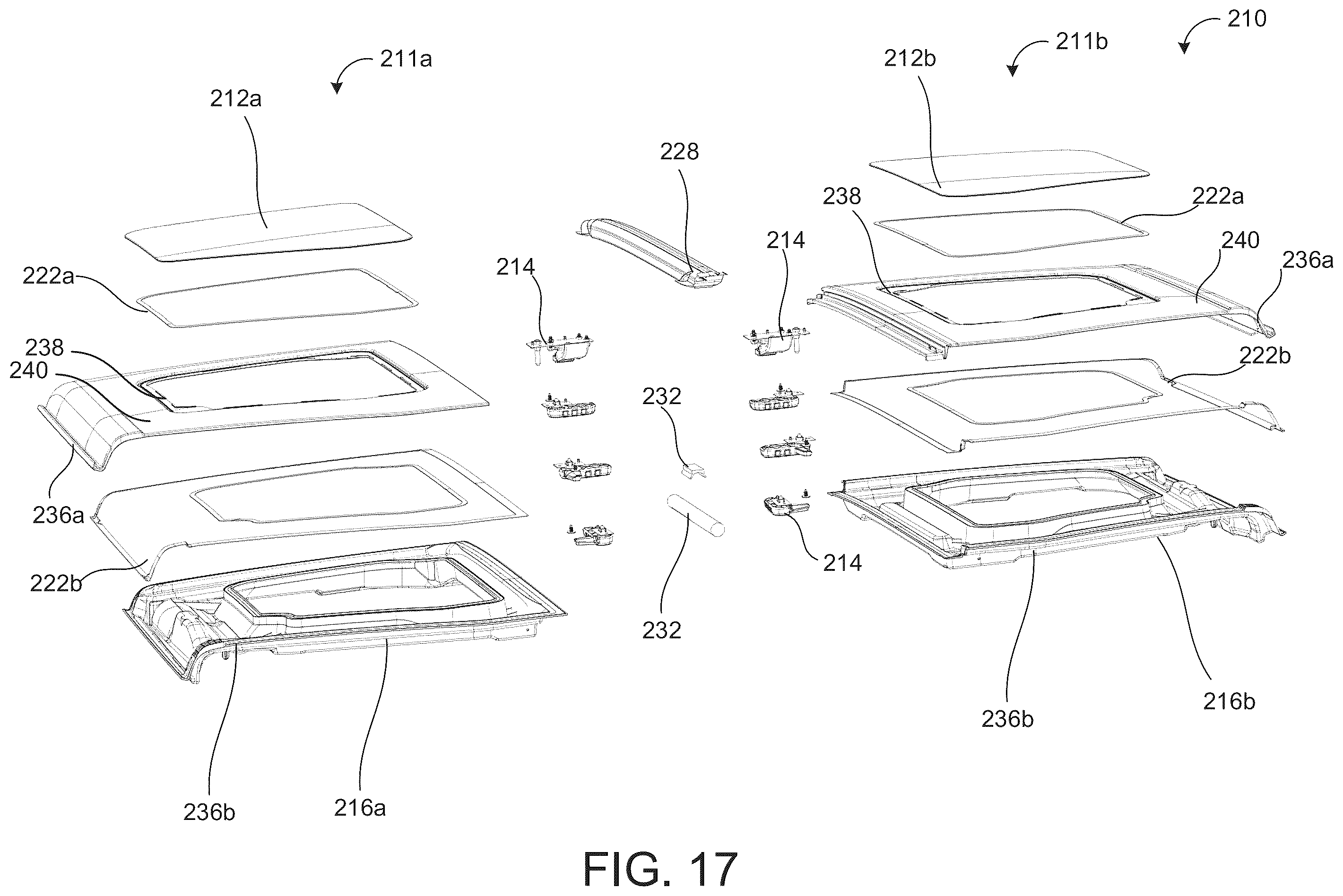 Patent US12403750 Figure 15 – Glass roof panel assembly for vehicle roof