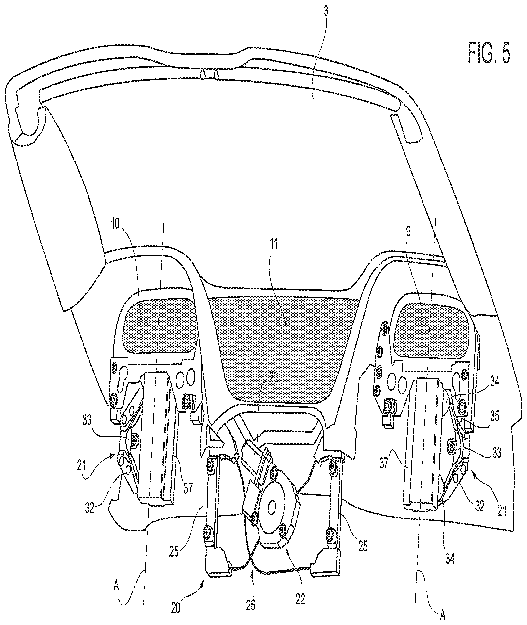 Patent US12403751 Figure 5 – Motor vehicle including controllable rear window and roof