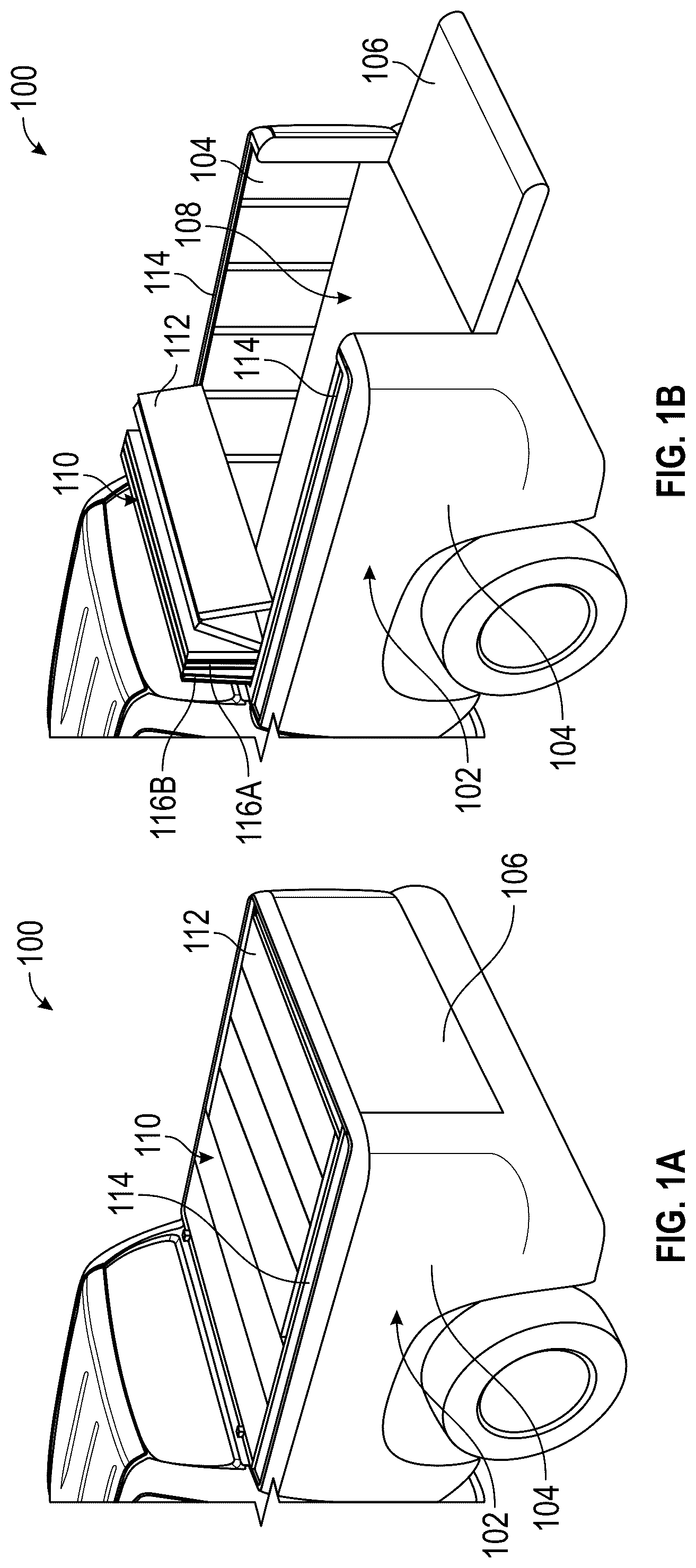 Patent US12403752 Figure 1 – Folding tonneau cover