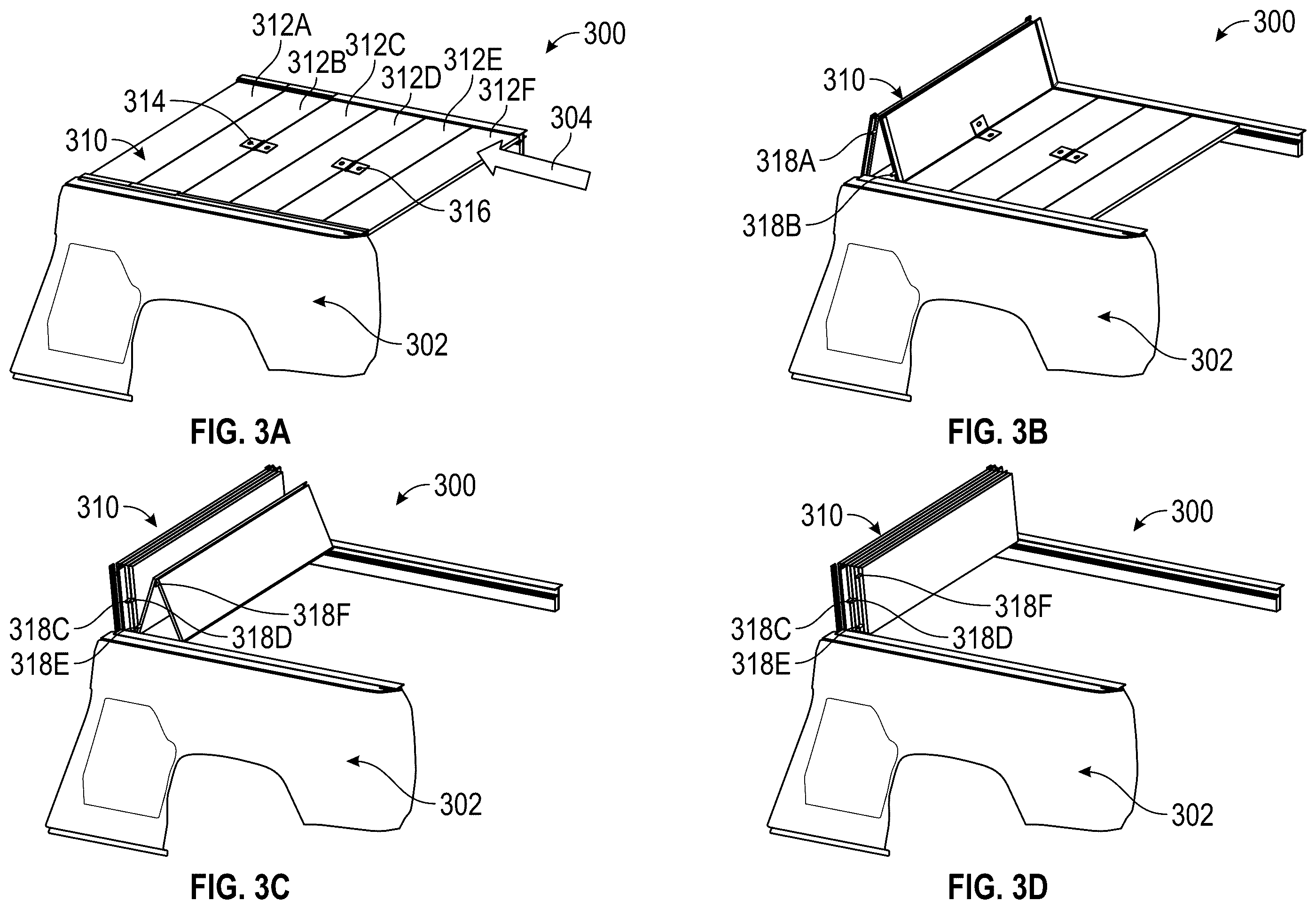 Patent US12403752 Figure 3 – Folding tonneau cover