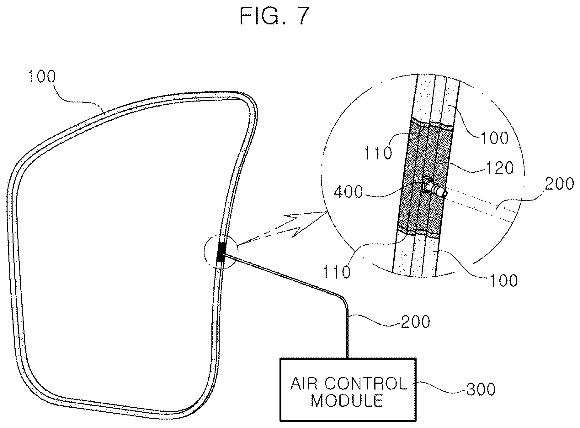 Patent US12403753 Figure 5 – Sealing structure of active weather strip of vehicle and manufacturing method thereof
