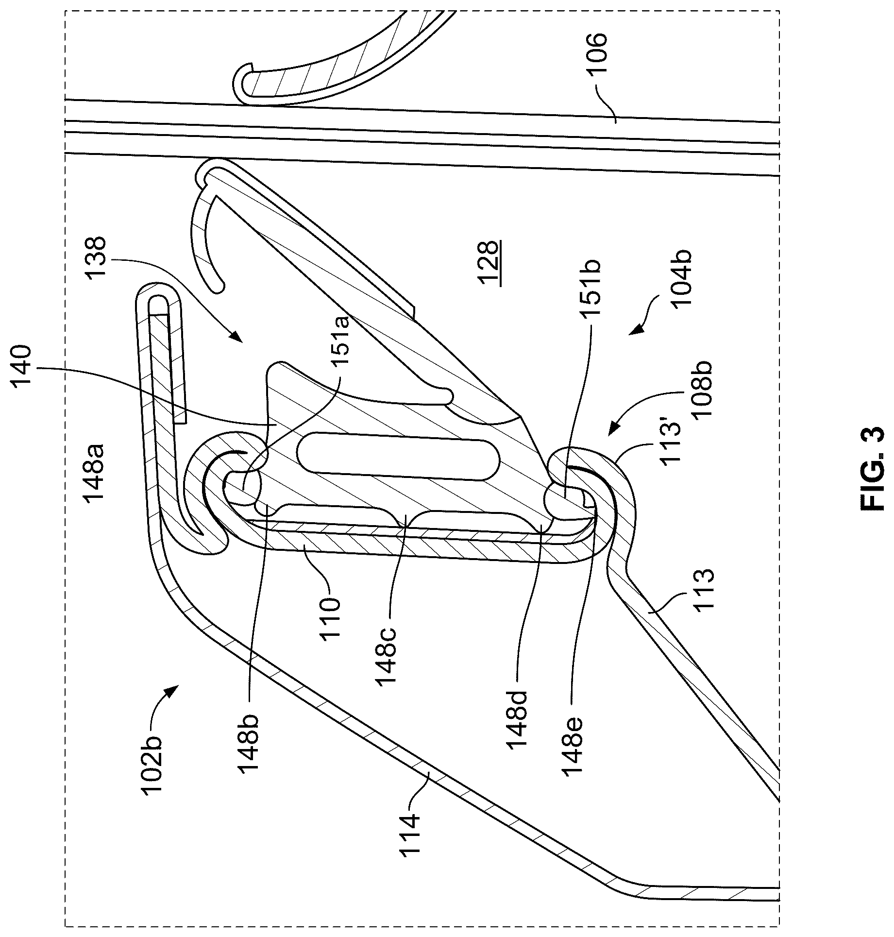 Patent US12403754 Figure 3 – Hidden outer belt seal