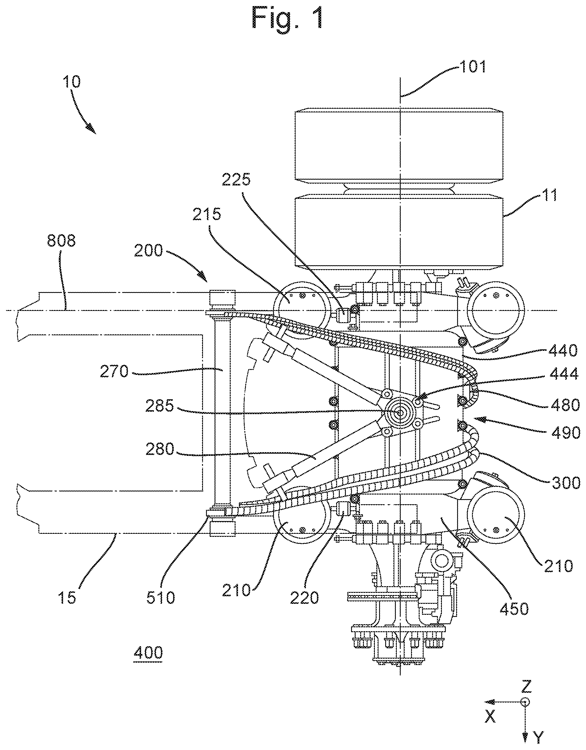 Patent US12403756 Figure 1 – Rear axle with integrated electric motor