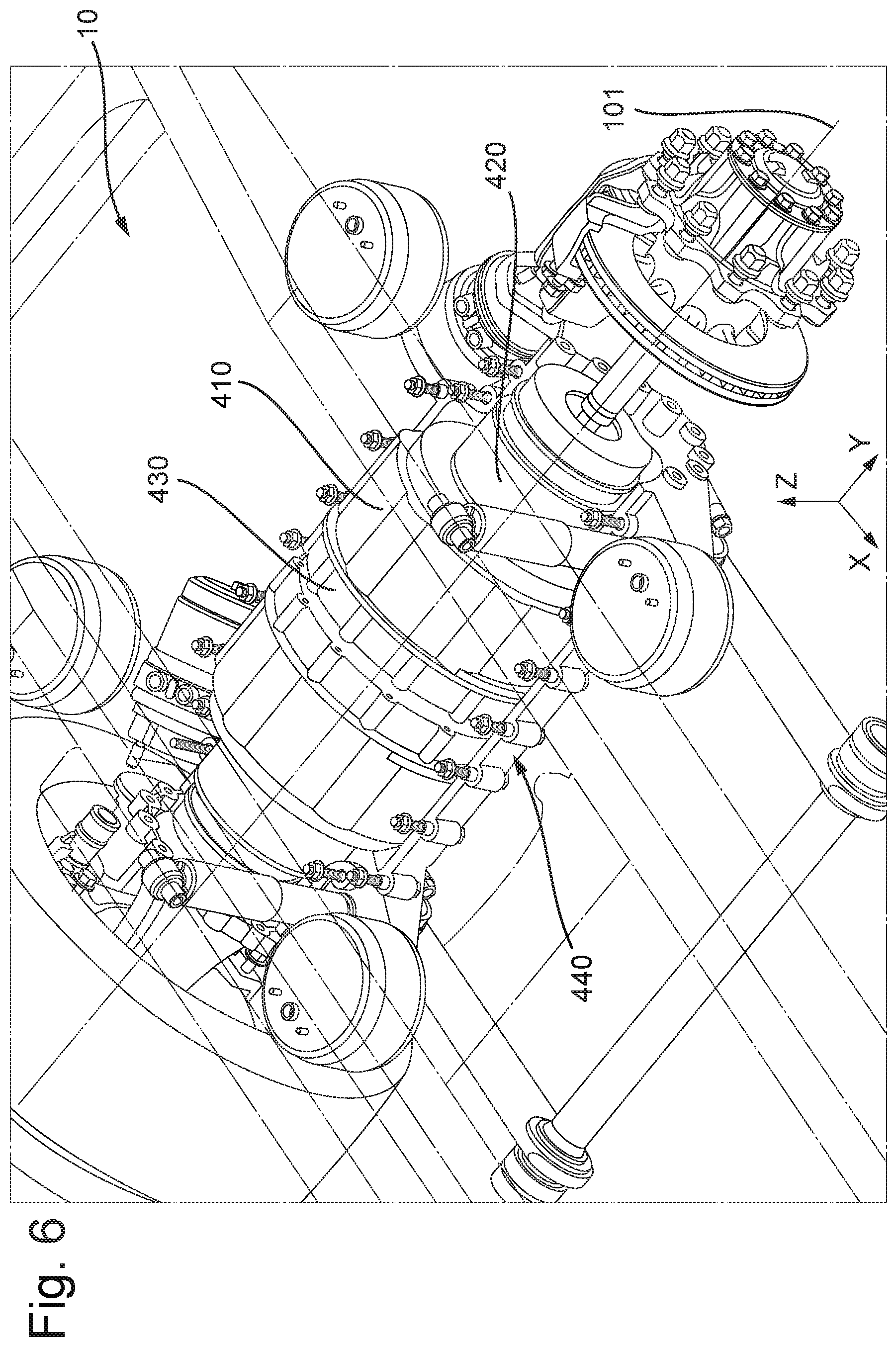 Patent US12403756 Figure 6 – Rear axle with integrated electric motor