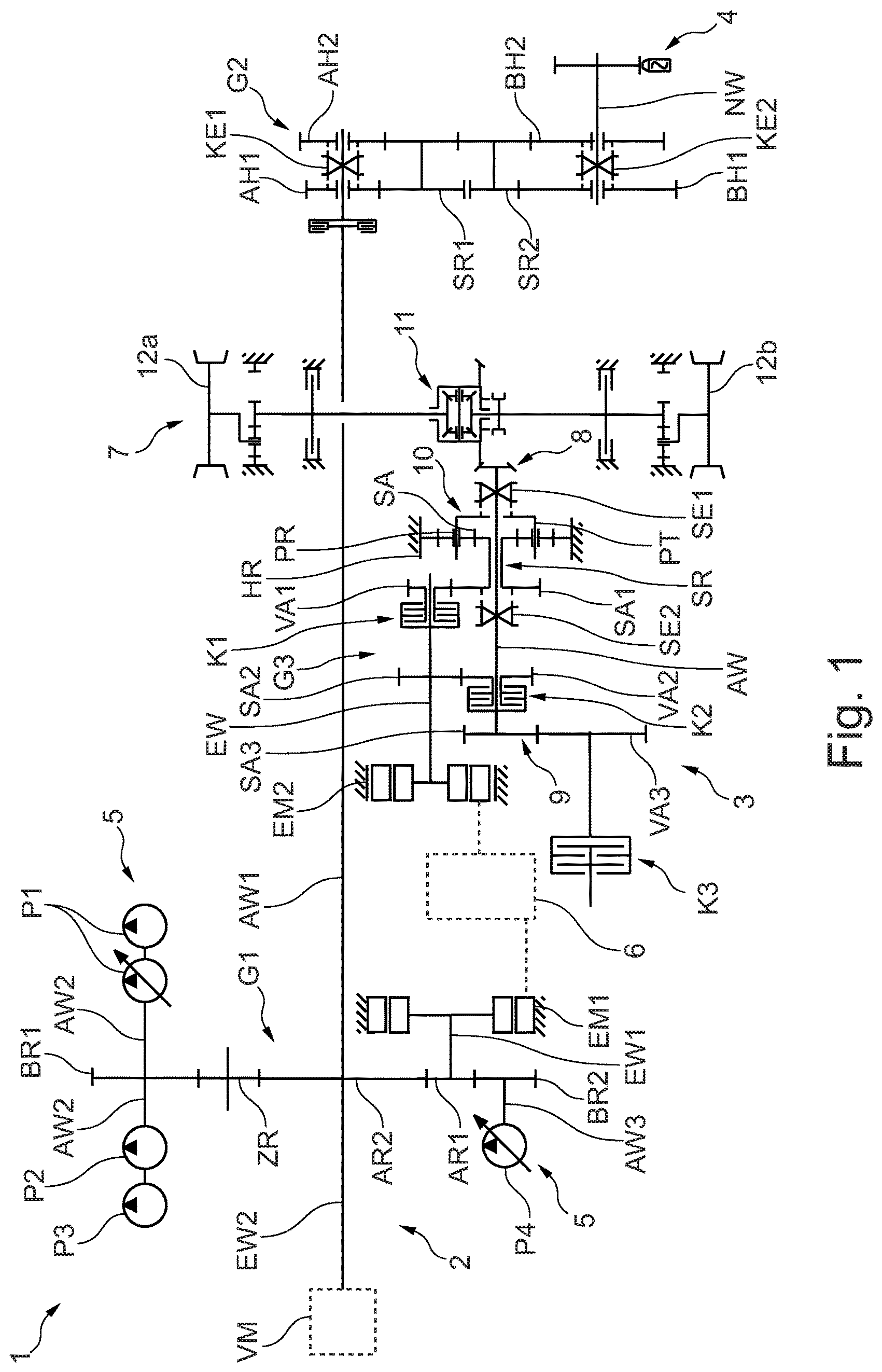 Patent US12403759 Figure 1 – Drive arrangement for a tractor