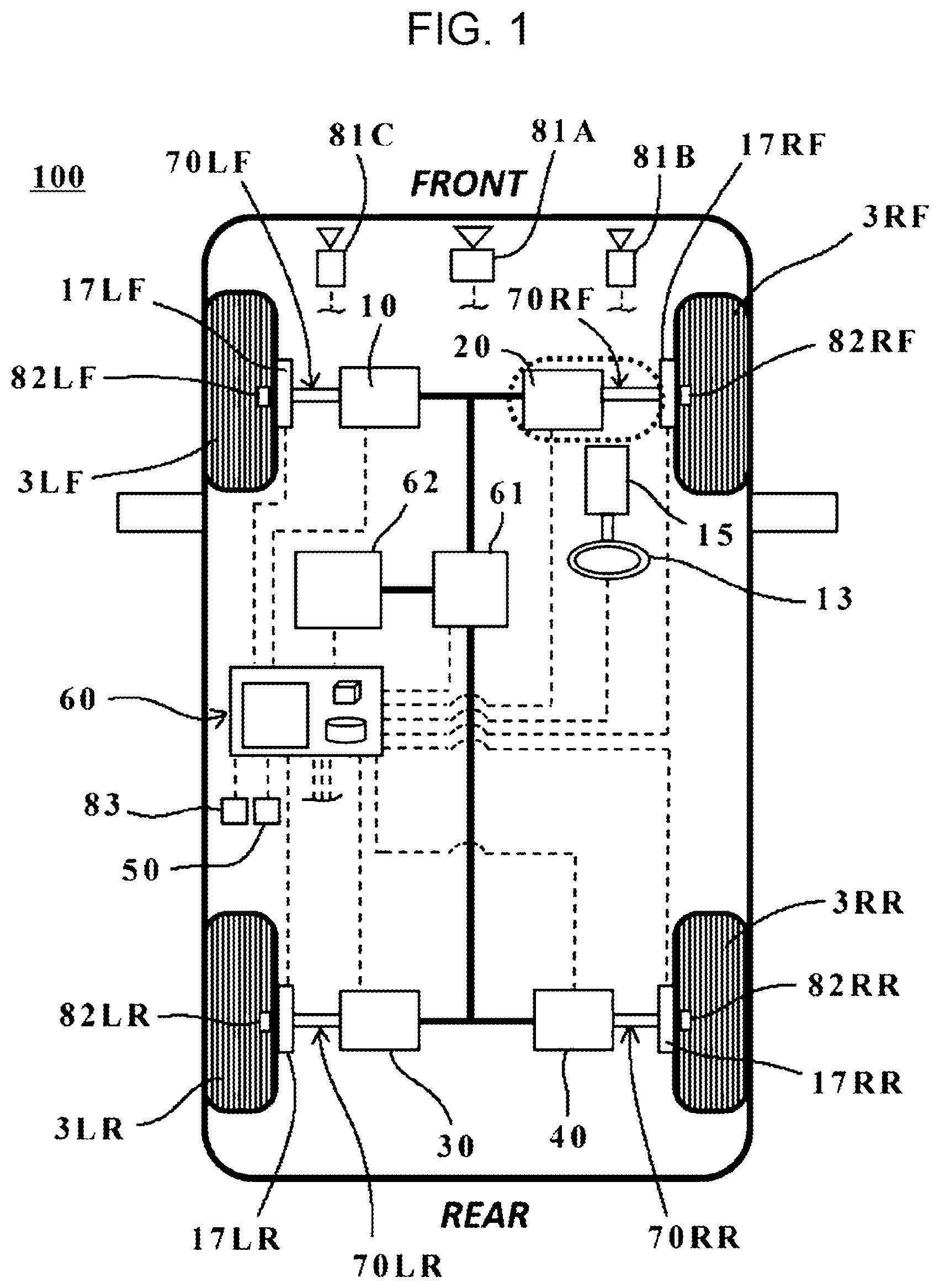 Patent US12403760 Figure 1 – Axial gap motor and vehicle