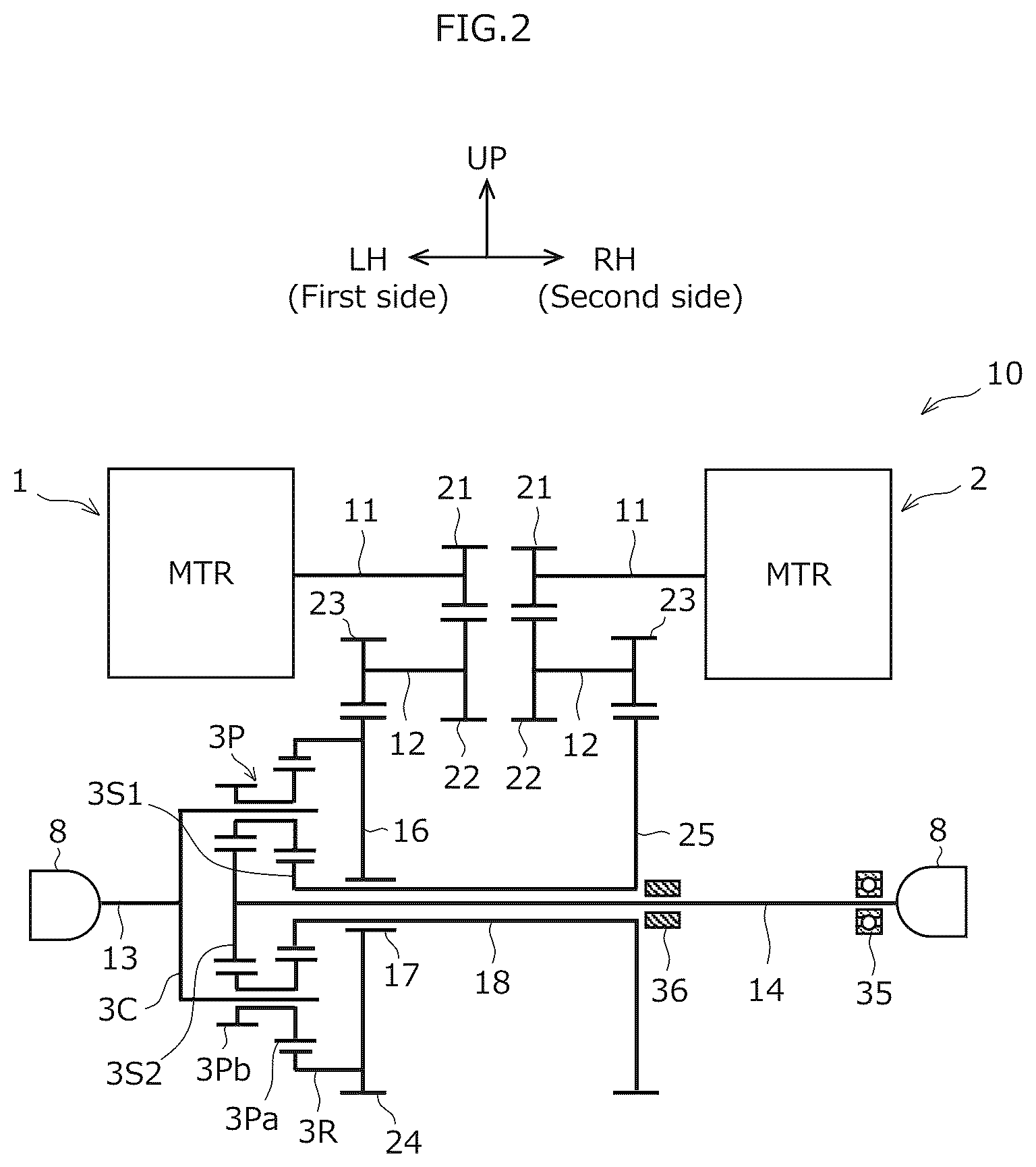 Patent US12403761 Figure 2 – Left-right wheel drive device