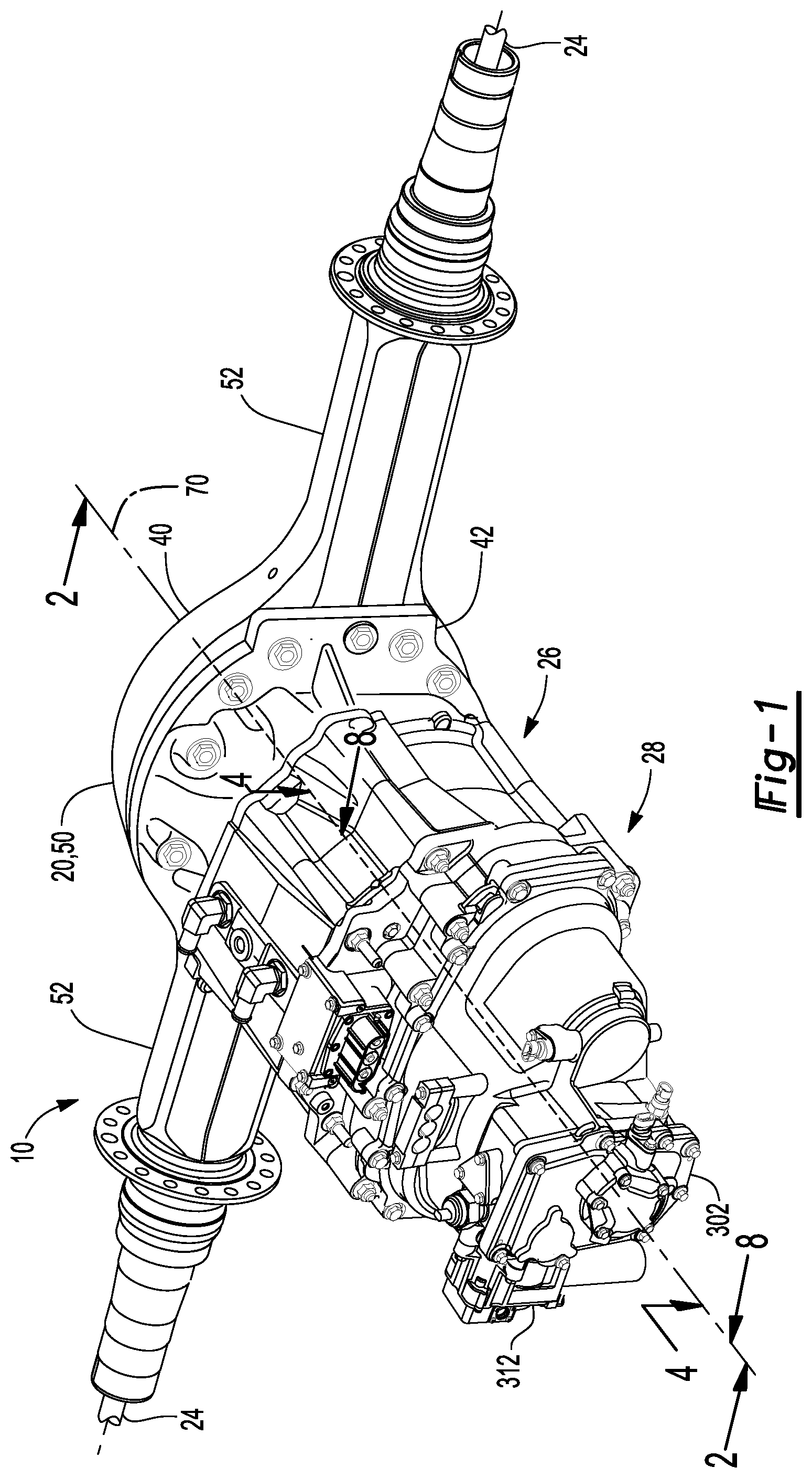 Patent US12403762 — Axle assembly having a shift mechanism — Figure 1