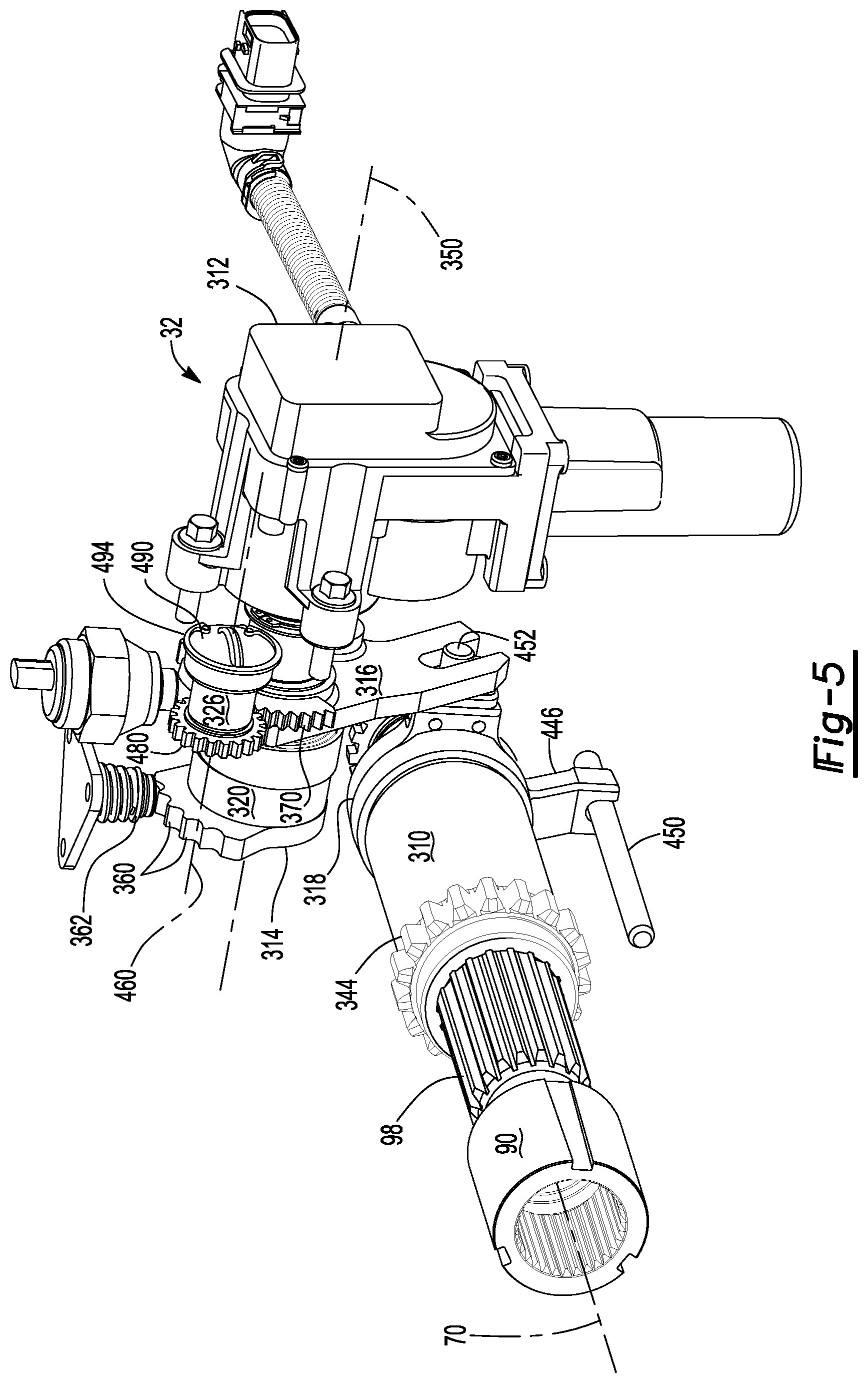 Patent US12403762 Figure 5 – Axle assembly having a shift mechanism