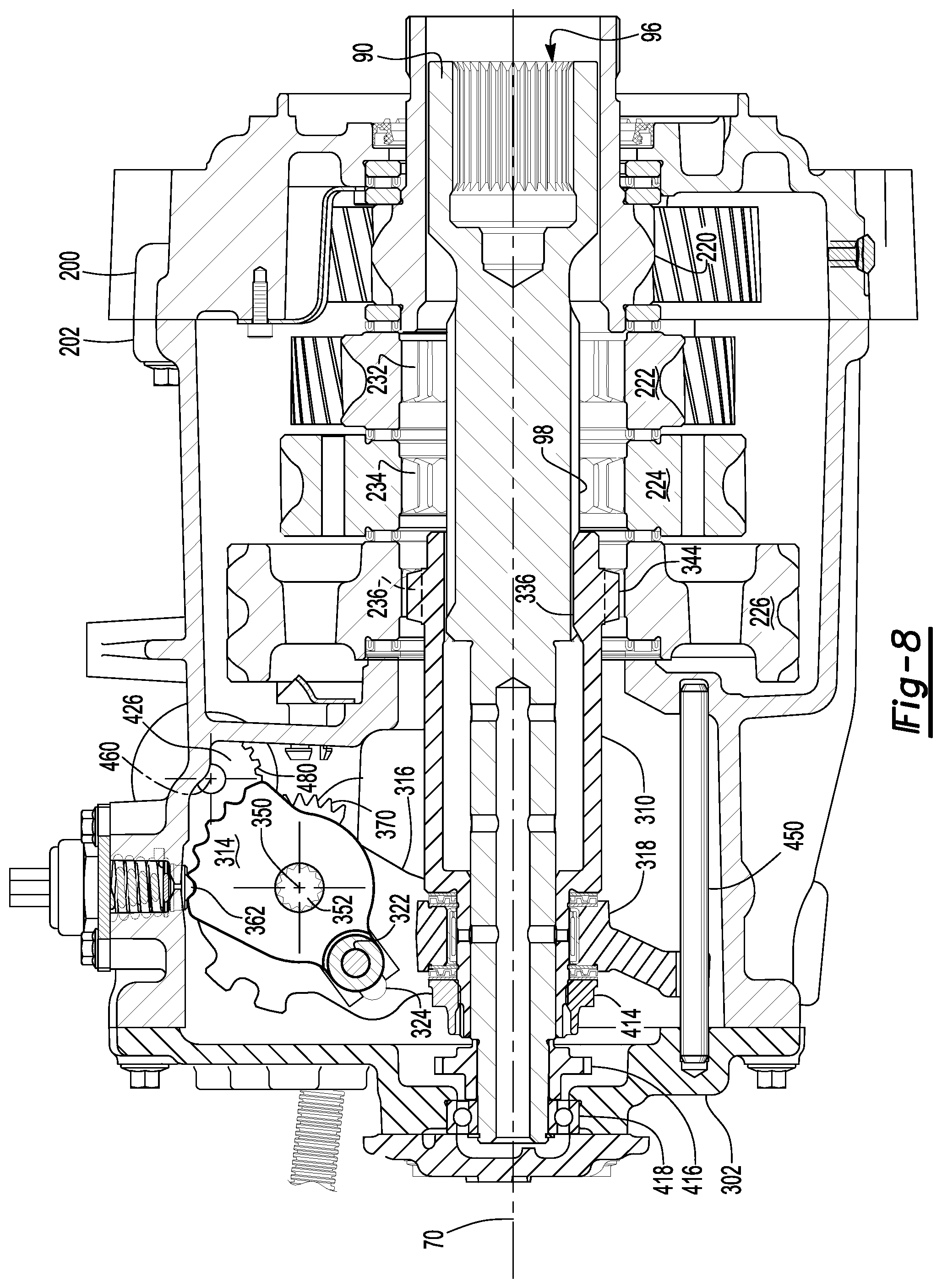 Patent US12403762 Figure 8 – Axle assembly having a shift mechanism