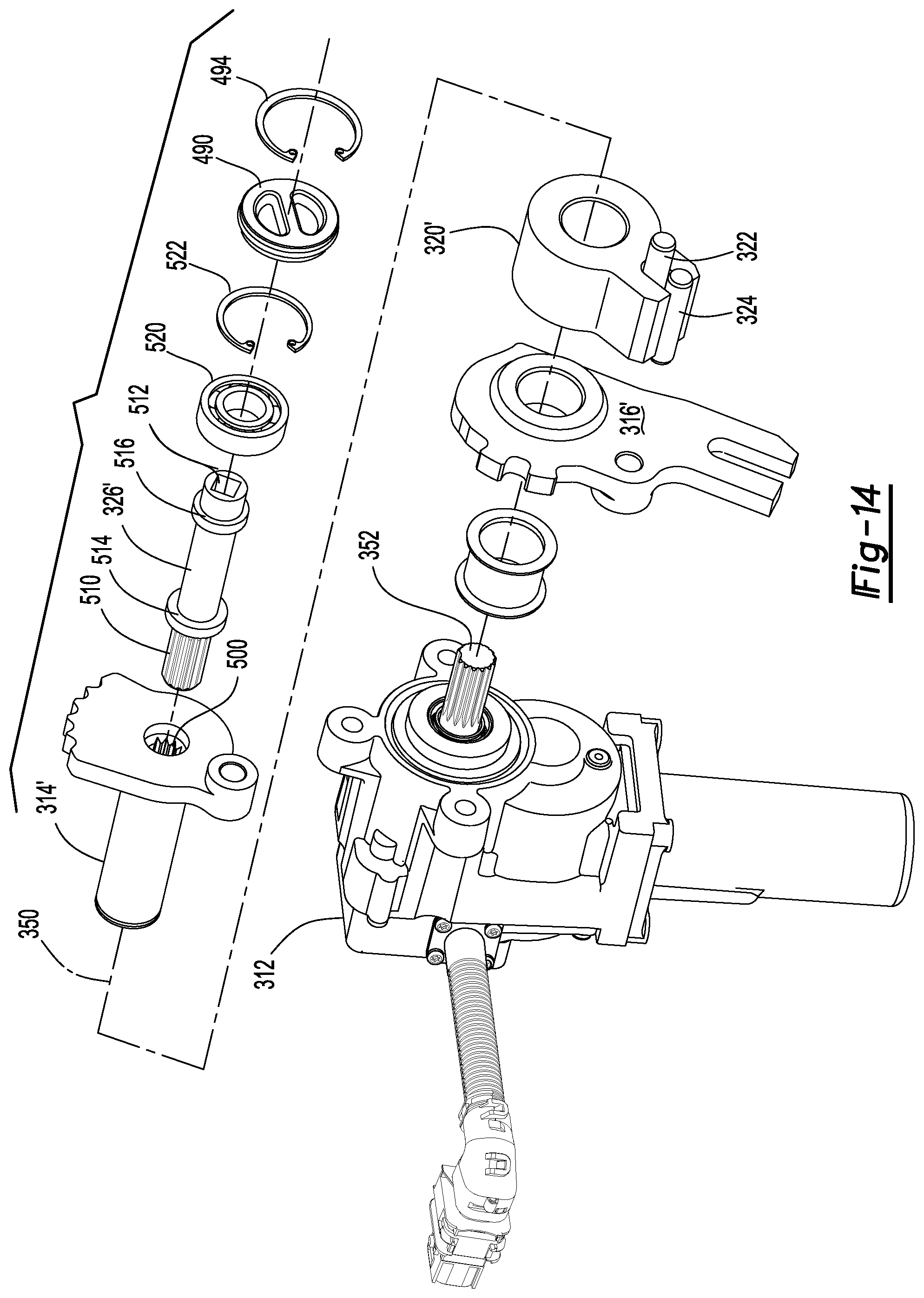 Patent US12403762 Figure 14 – Axle assembly having a shift mechanism