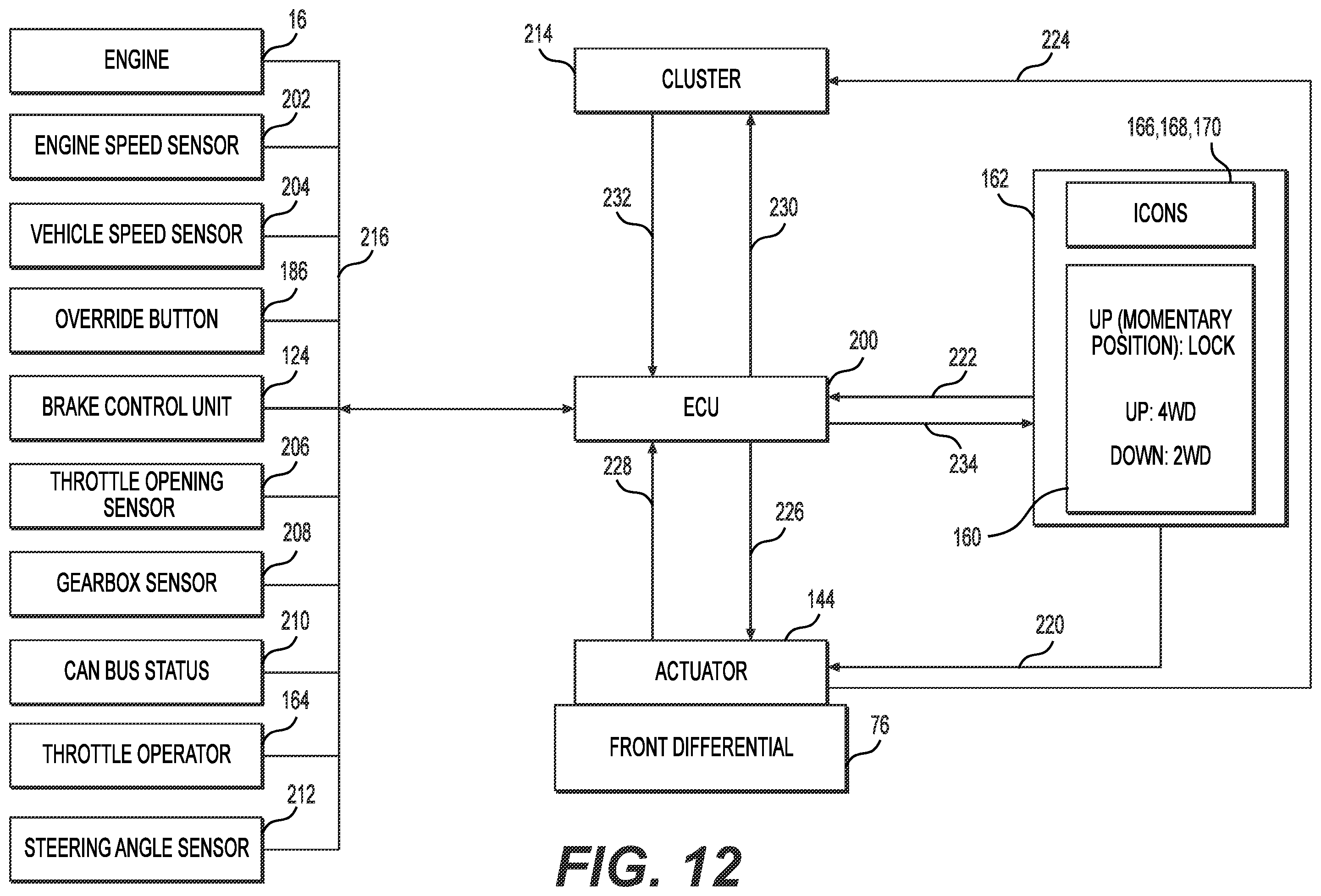 Patent US12403764 Figure 12 – Controllable differential system and vehicle having the controllable differential system