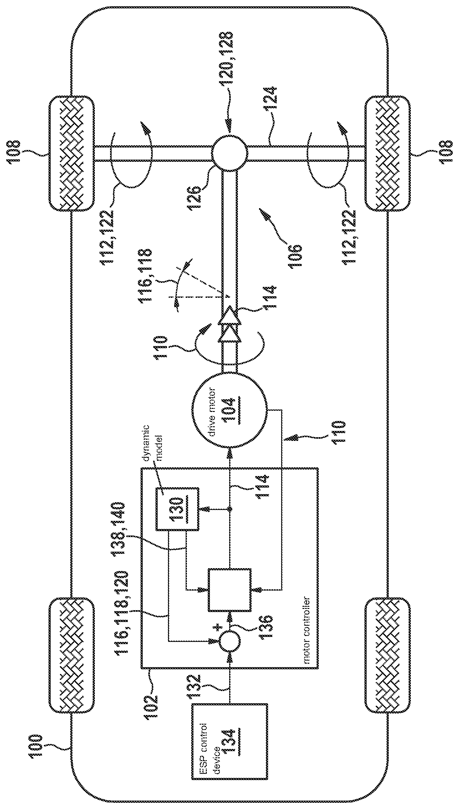 Patent US12403775 Figure 1 – Method and motor controller for operating a drive motor of a vehicle