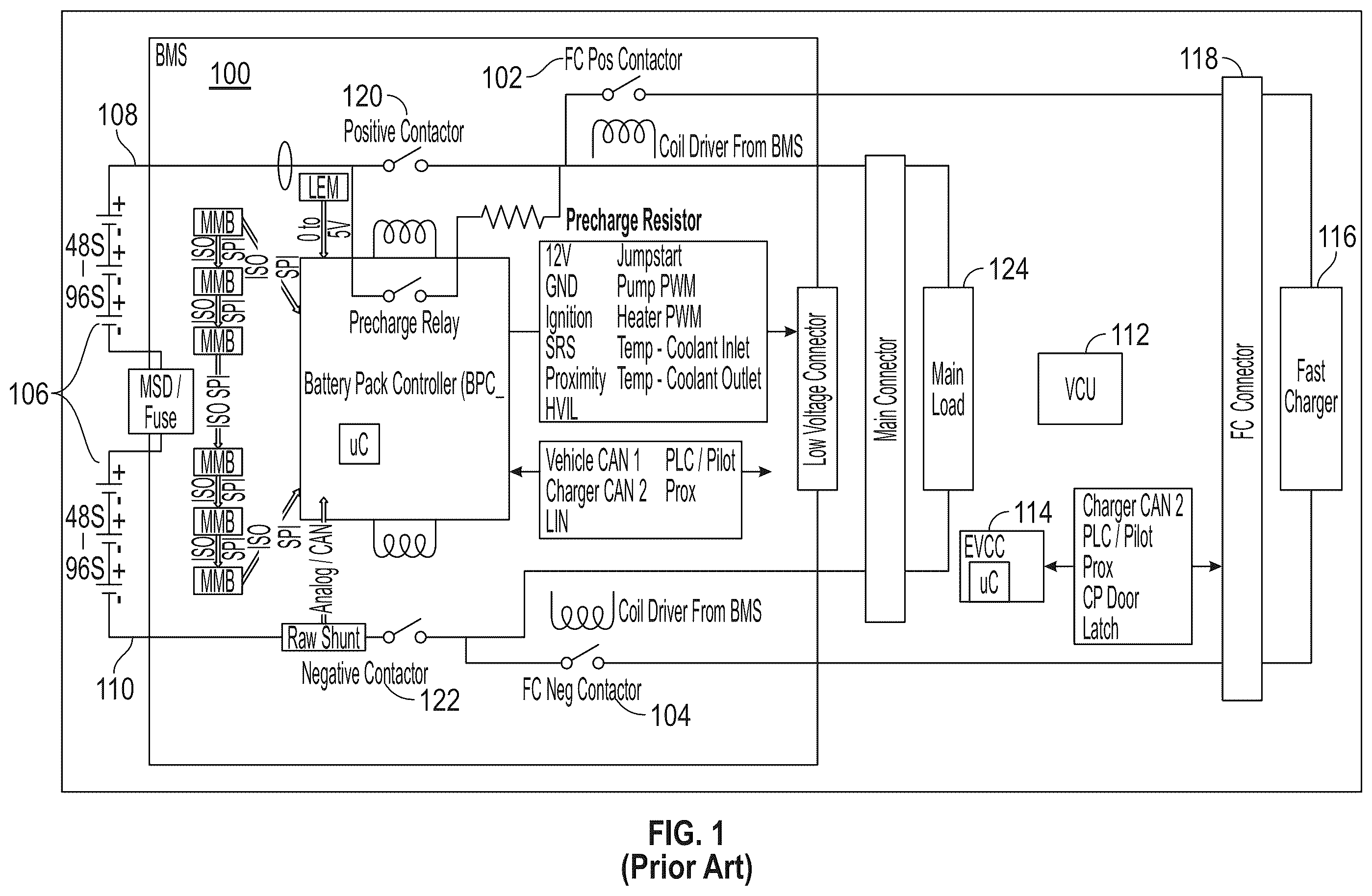Patent US12403780 Figure 1 – Low cost fast charge contactor for high voltage battery management systems