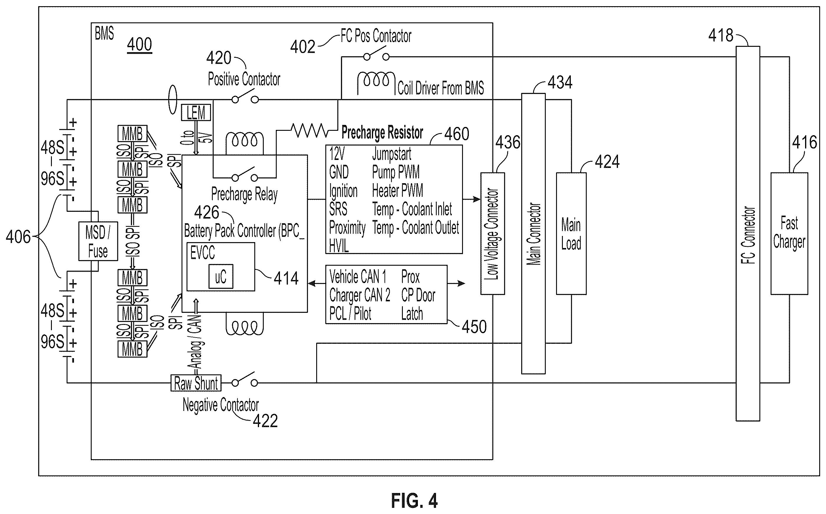 Patent US12403780 Figure 4 – Low cost fast charge contactor for high voltage battery management systems