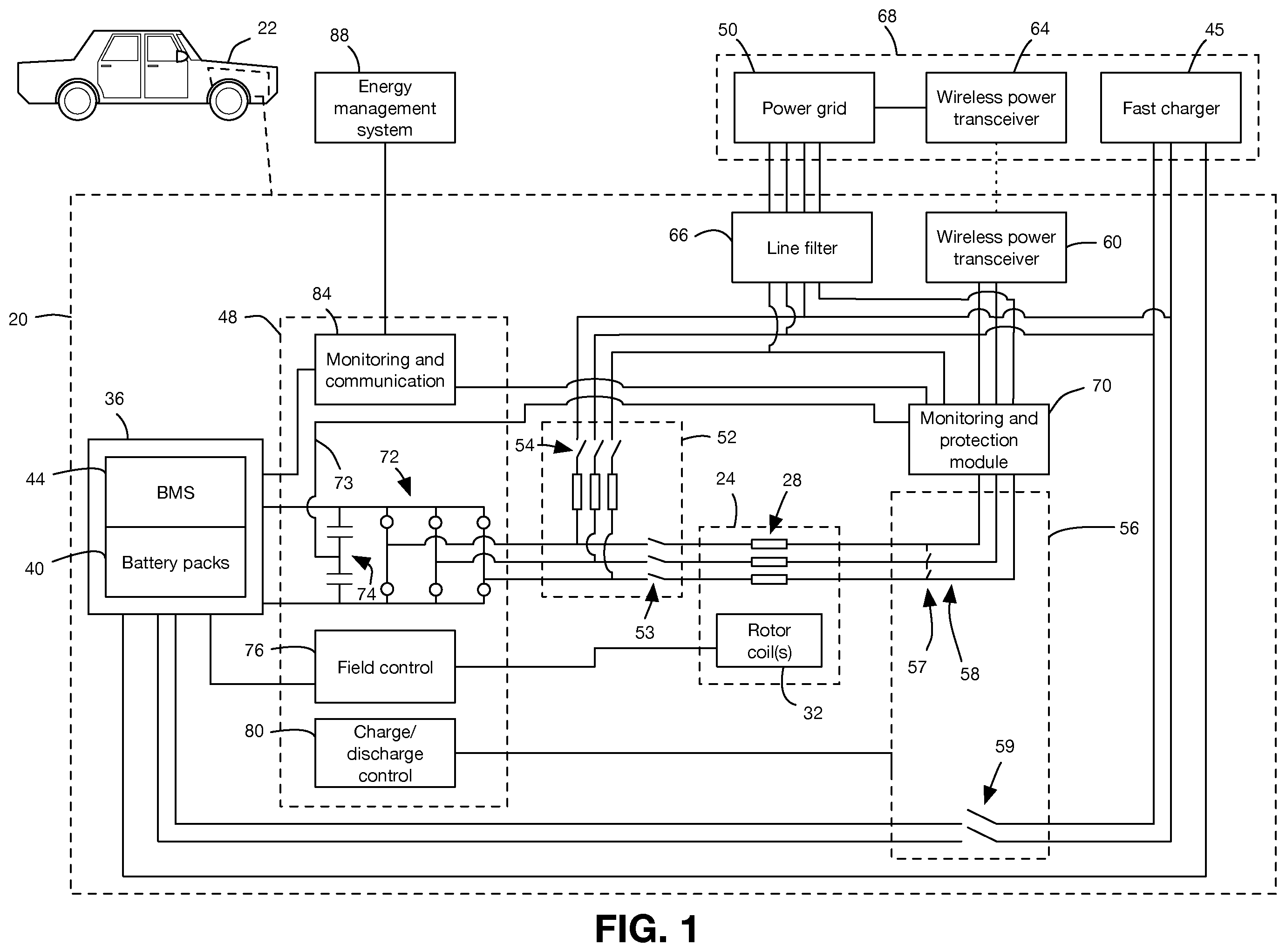 Patent US12403783 Figure 1 – Charging system and method of using same