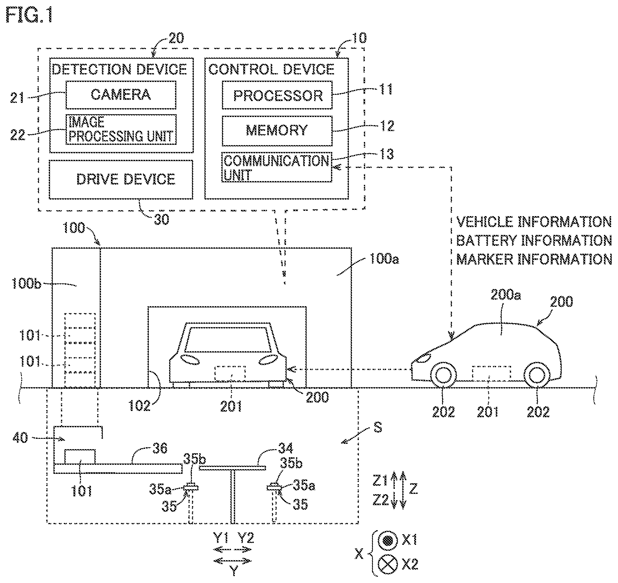 Patent US12403792 Figure 1 – Battery replacement apparatus and battery replacement method