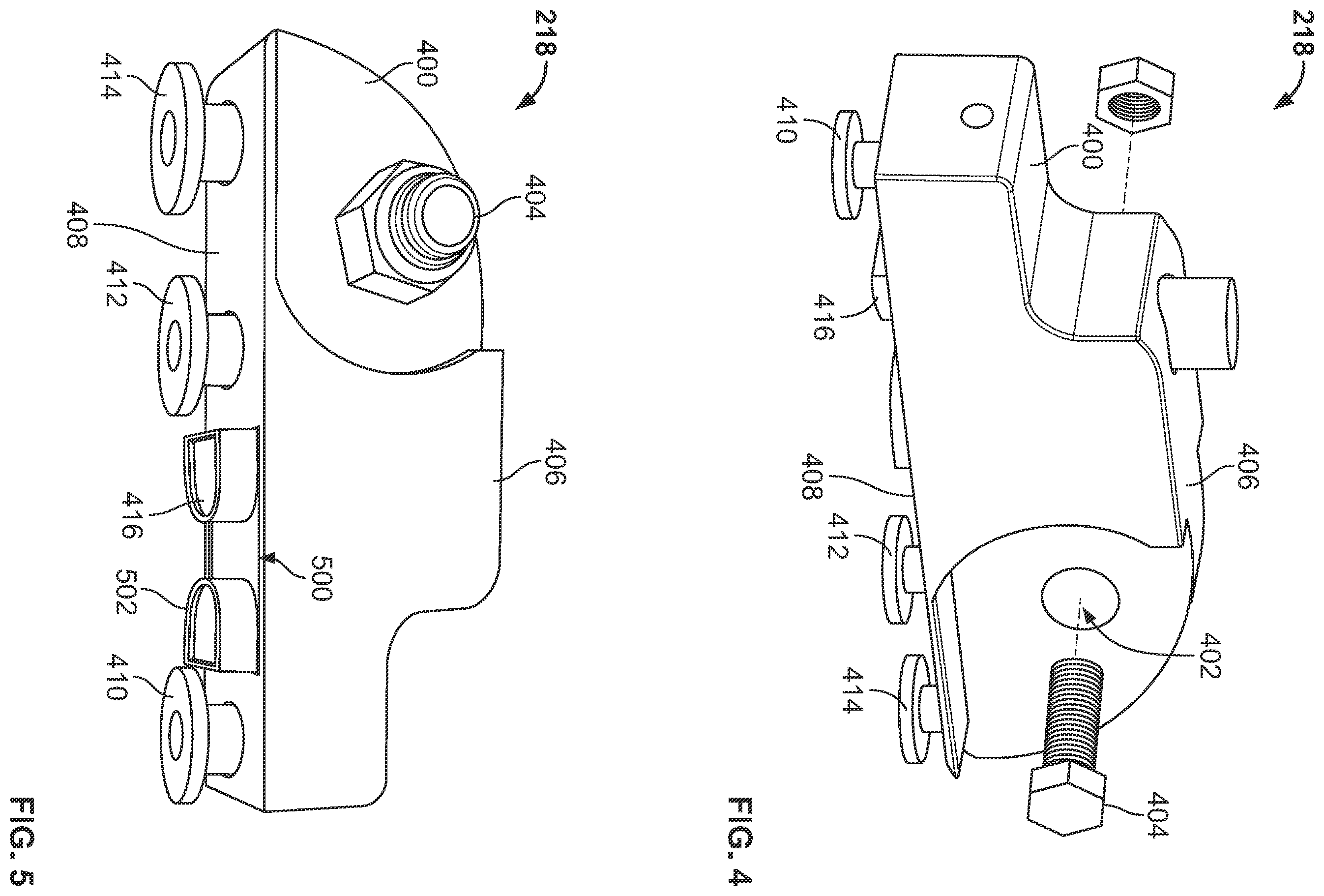 Patent US12403795 Figure 4 – Seat fittings for attaching seats to seat tracks in a vehicle and related systems and methods