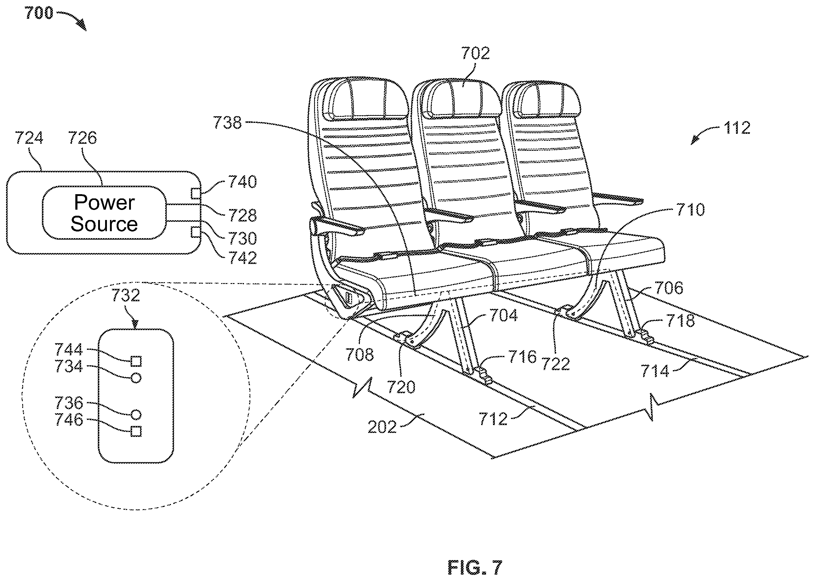 Patent US12403795 Figure 6 – Seat fittings for attaching seats to seat tracks in a vehicle and related systems and methods
