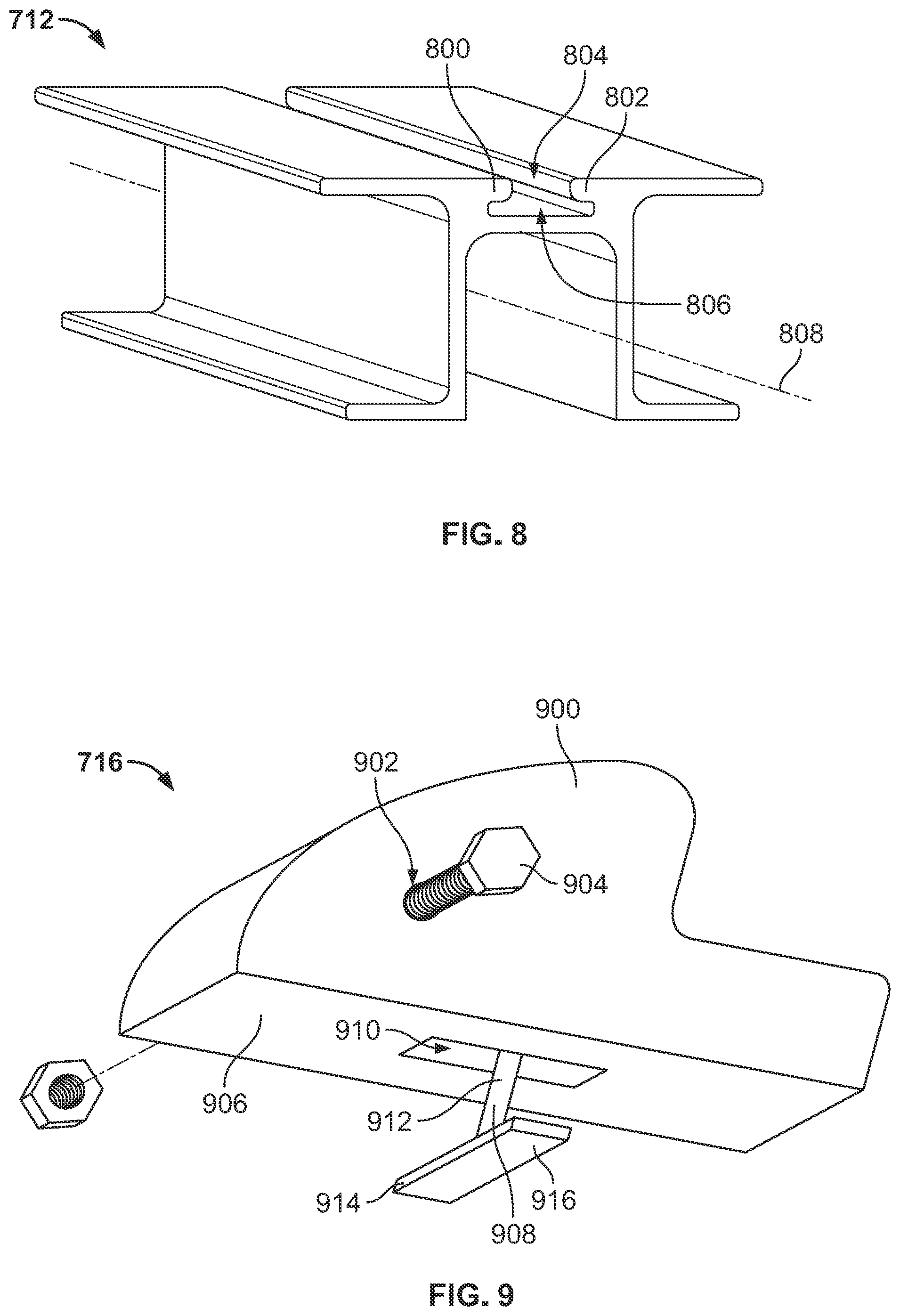 Patent US12403795 Figure 7 – Seat fittings for attaching seats to seat tracks in a vehicle and related systems and methods