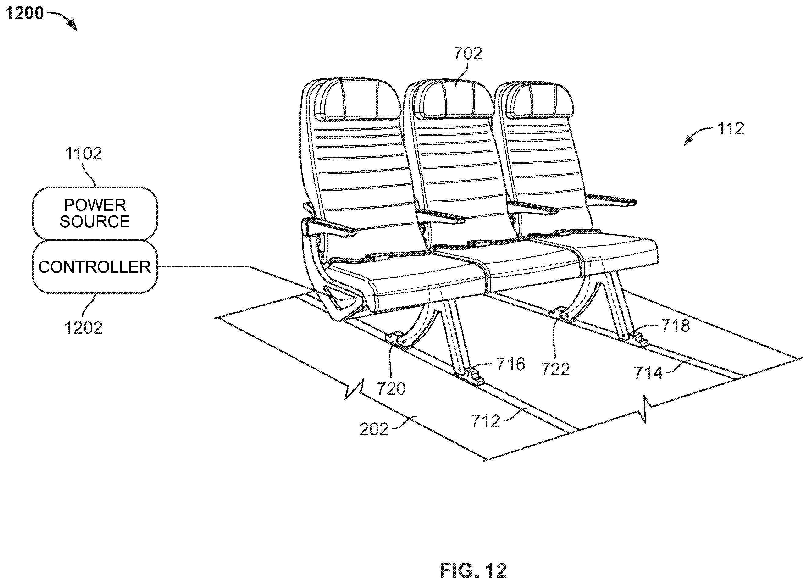 Patent US12403795 Figure 10 – Seat fittings for attaching seats to seat tracks in a vehicle and related systems and methods