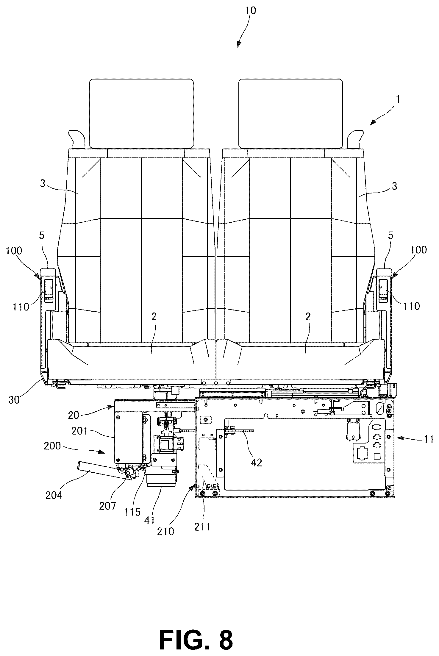 Patent US12403797 Figure 8 – Seat device