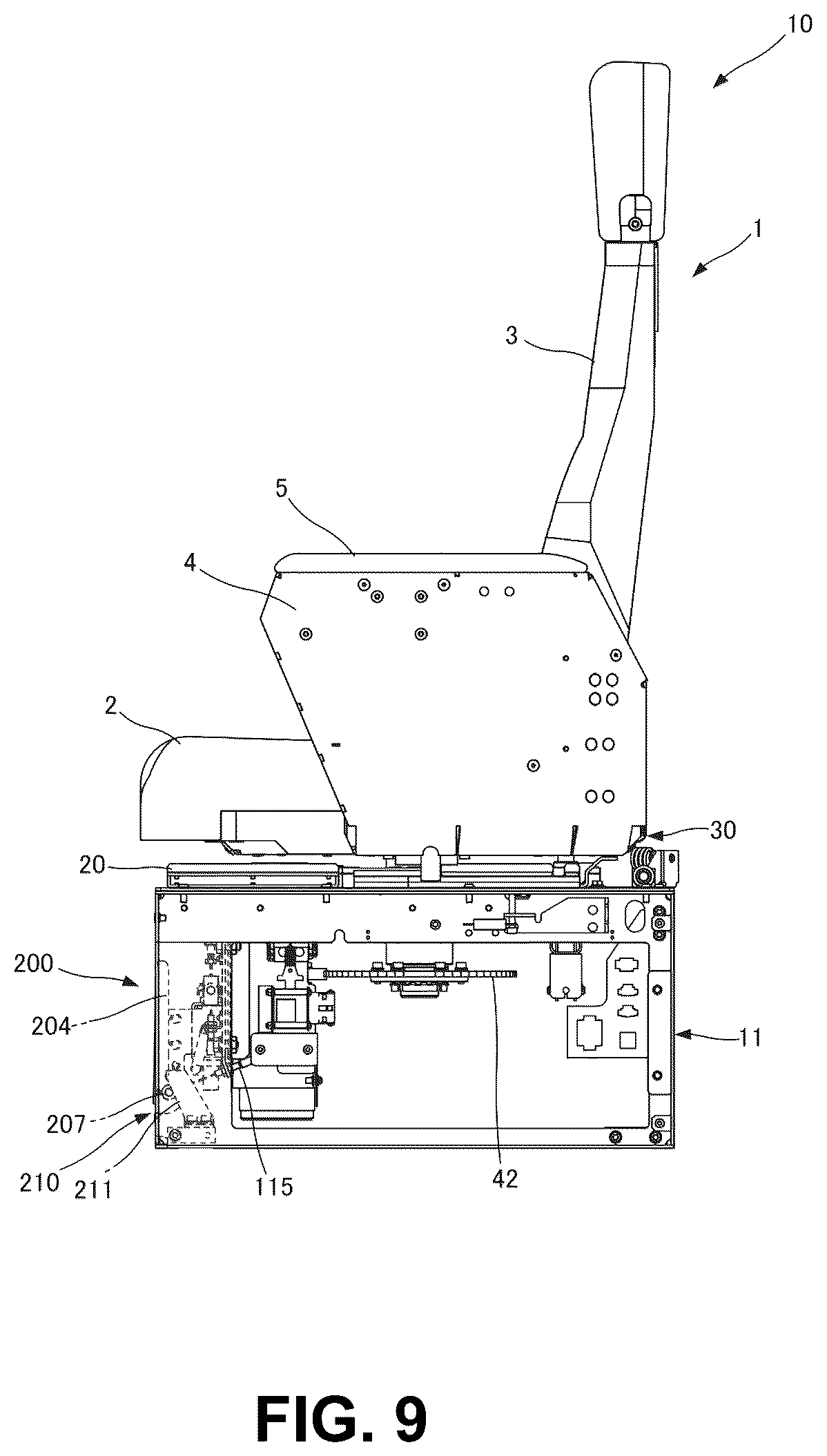 Patent US12403797 Figure 9 – Seat device
