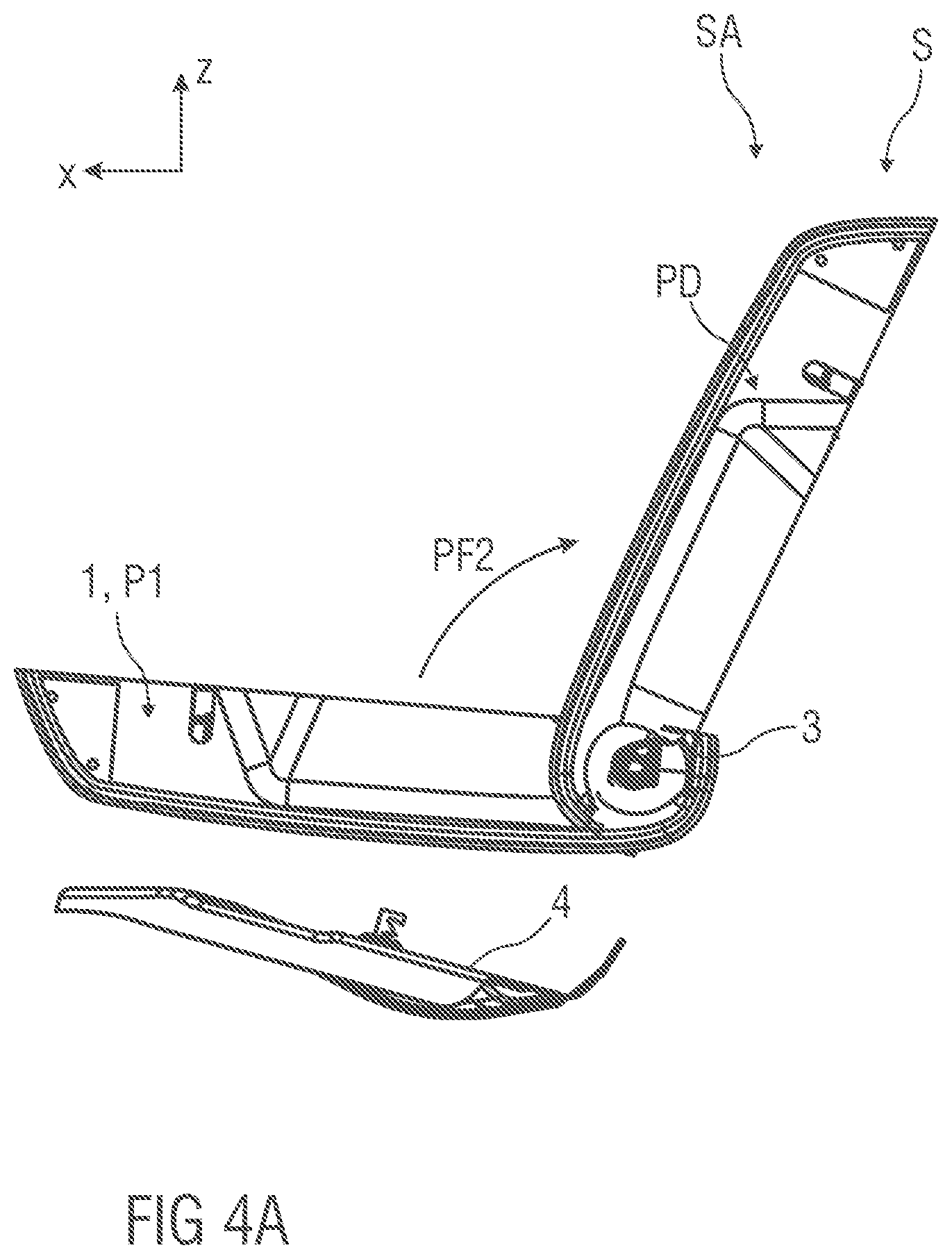 Patent US12403799 Figure 4 – Suspension device, backrest and seat arrangement