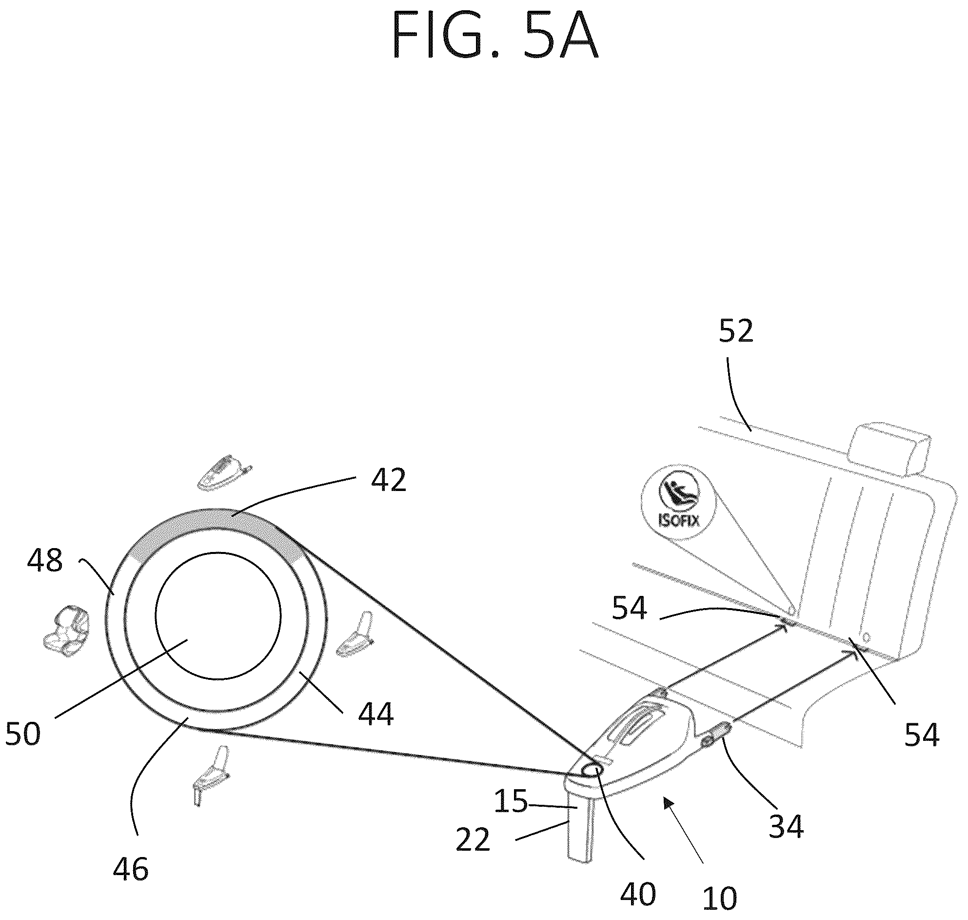 Patent US12403802 Figure 5 – Car seat base with installation guidance and locking anti-rebounding mechanism