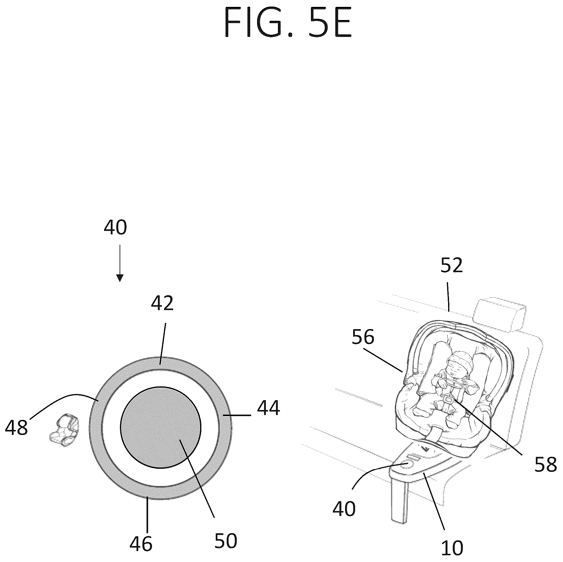 Patent US12403802 Figure 9 – Car seat base with installation guidance and locking anti-rebounding mechanism