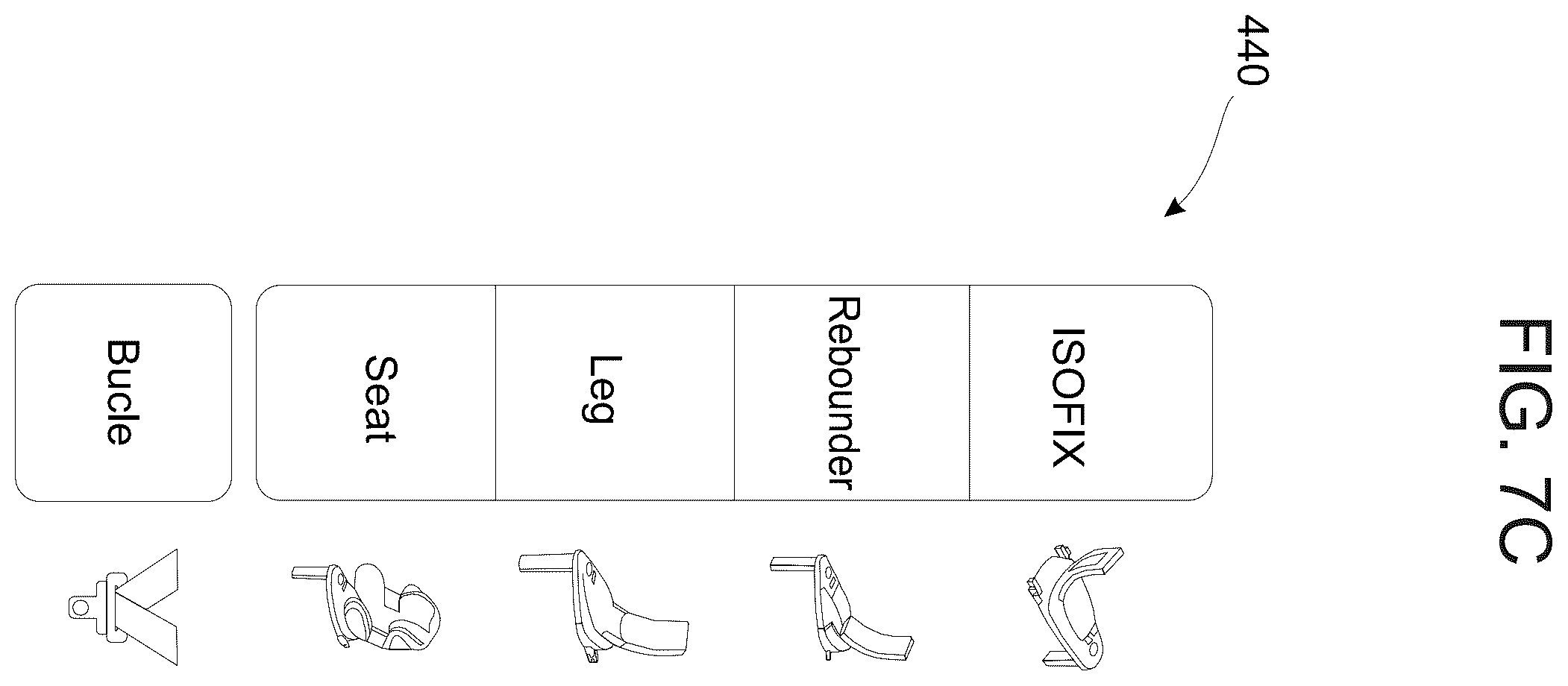 Patent US12403802 Figure 17 – Car seat base with installation guidance and locking anti-rebounding mechanism